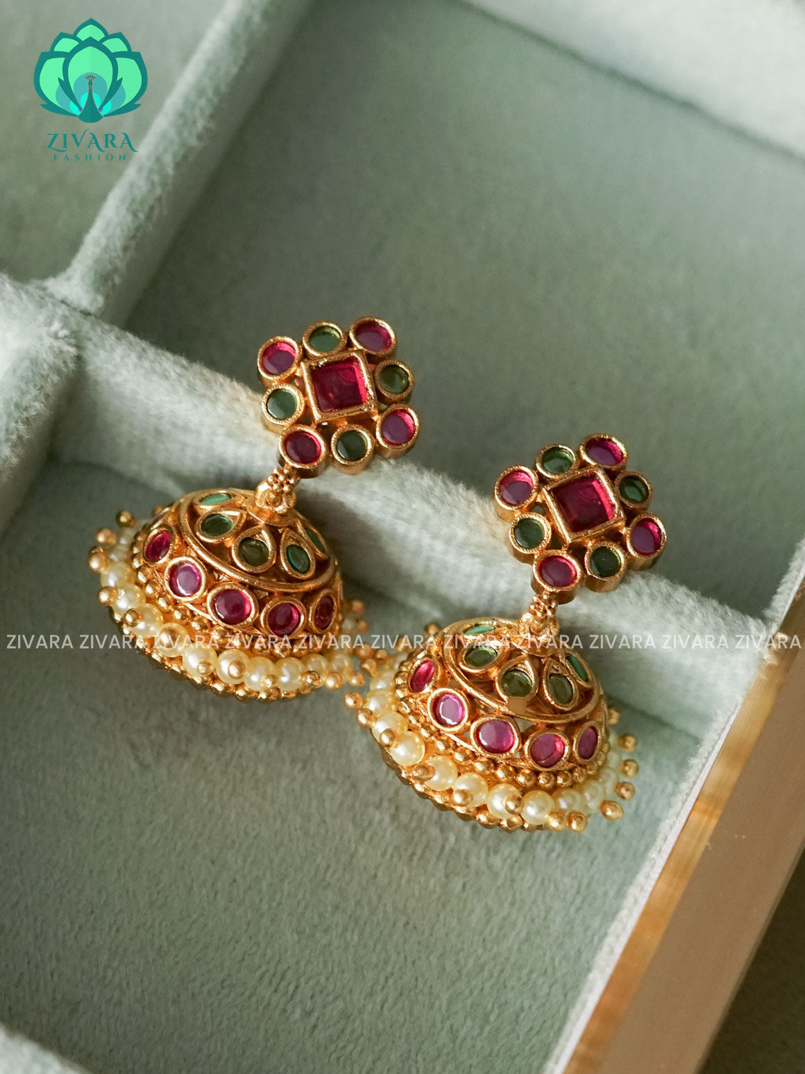 REAL KEMP MEDIUM SIZE Hotselling POLYGON jhumka - latest trending collection (Copy)