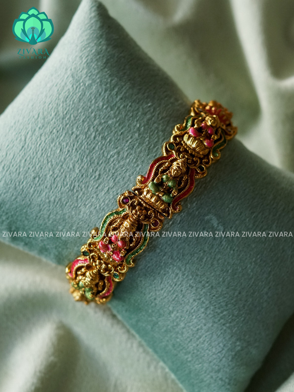 MADHURYA- 1 piece Temple Open type Kada - Vintage finish HANDPAINTED  - latest bangle design -  ZIVARA FASHION