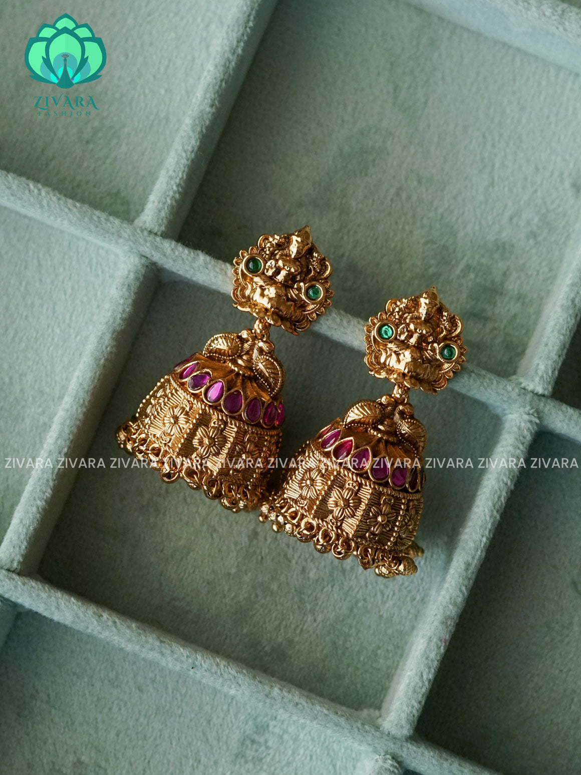 JADAU LOOK ALIKE JHUMKAS  - TRADITIONAL PREMIUM MATTE  polish JHUMKA- latest jewellery collection- zivara fashion