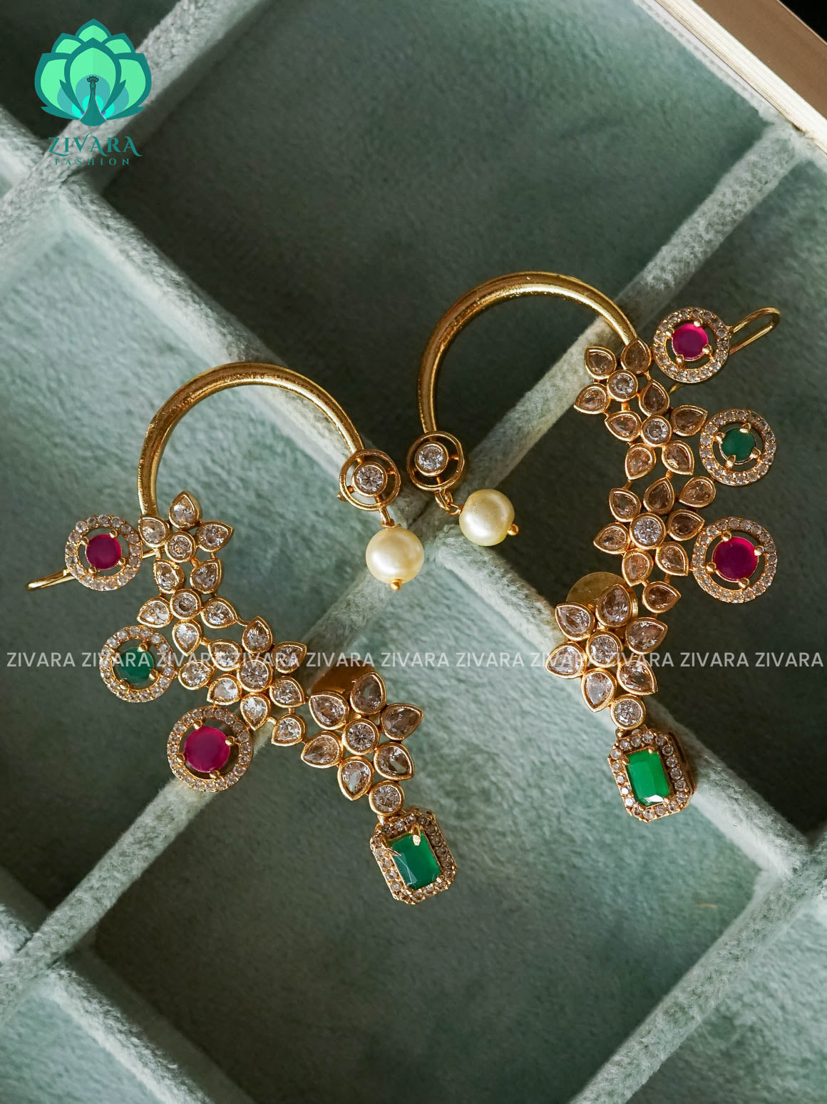 PEACOCK SEMI EARCUFF latest jewellery collection- zivara fashion