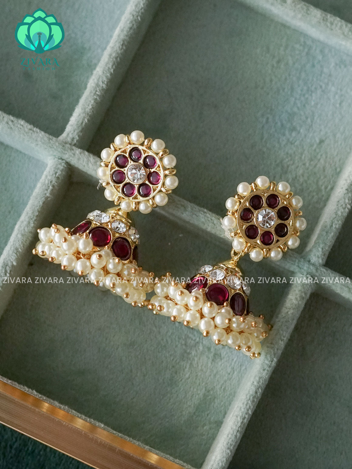 MATHANGI- JHUMKA- REAL KEMP BHARATHANATYAM DANCE PREMIUM JEWELLERY (PREORDER WITH 3 TO 10 DAYS DISPATCH TIME)