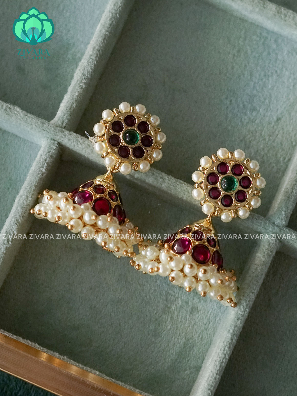 MATHANGI- JHUMKA- REAL KEMP BHARATHANATYAM DANCE PREMIUM JEWELLERY (PREORDER WITH 3 TO 10 DAYS DISPATCH TIME)