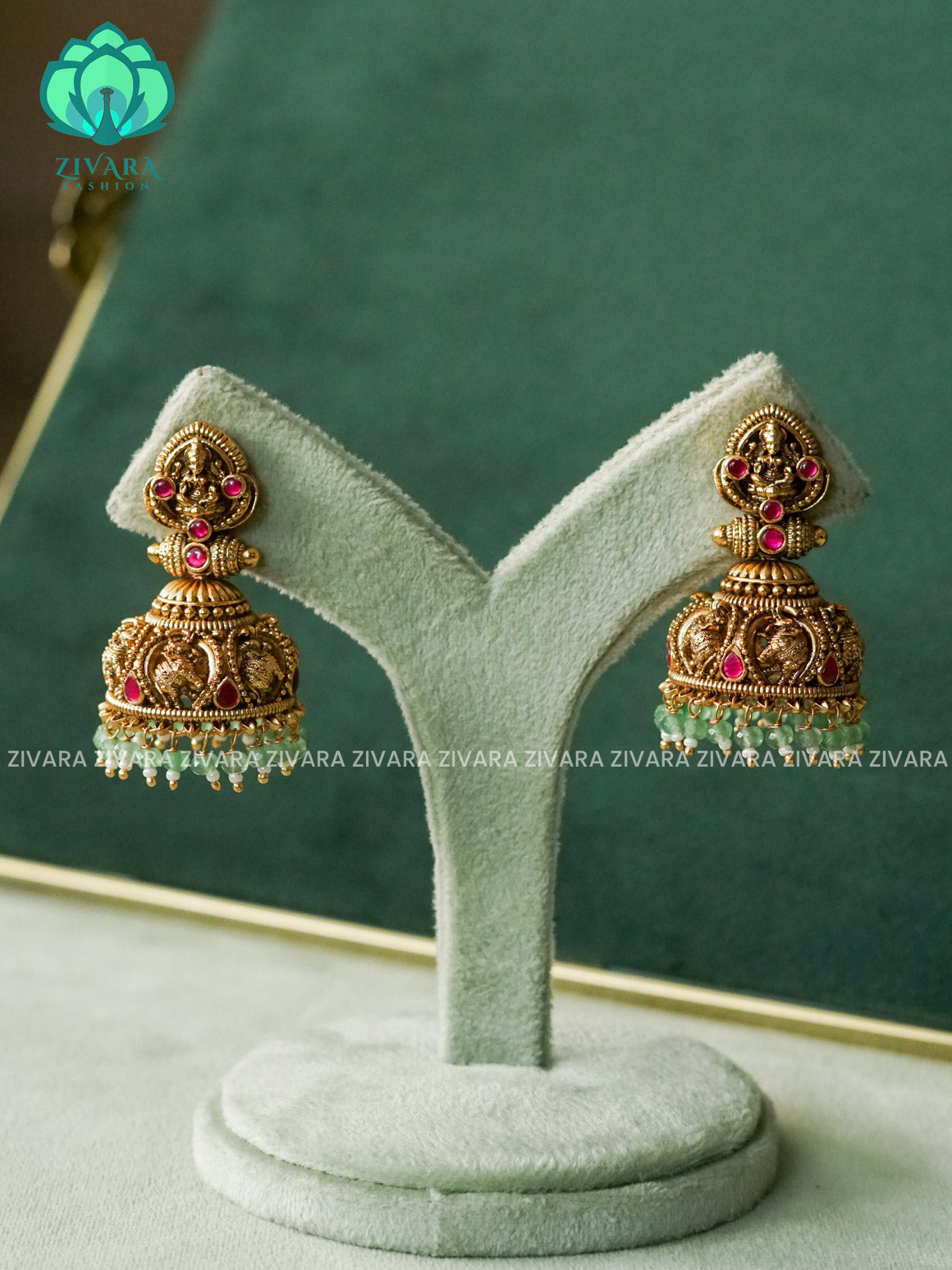 DIYA- EXUBERANT JADAU JHUMKAS - TRADITIONAL PREMIUM MATTE  polish JHUMKA- latest jewellery collection- zivara fashion