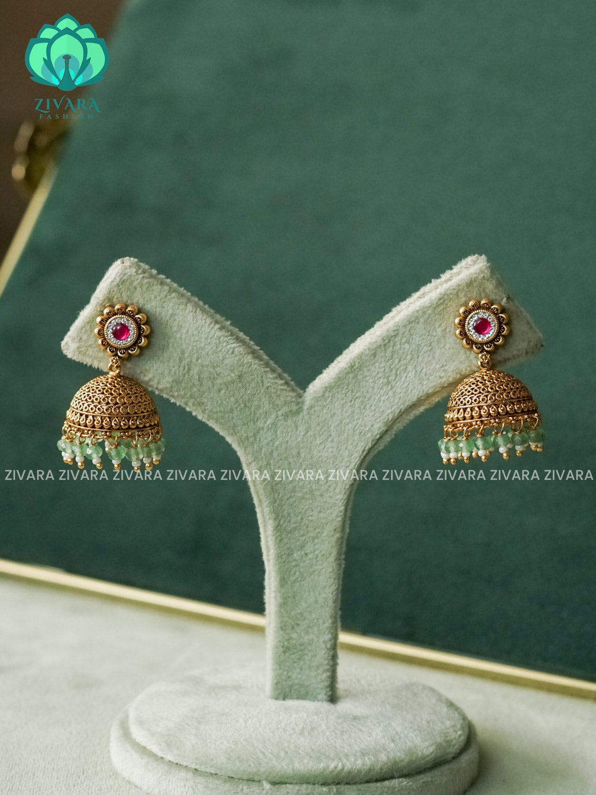 JADAU SMALL JHUMKA - TRADITIONAL PREMIUM MATTE  polish JHUMKA- latest jewellery collection- zivara fashion