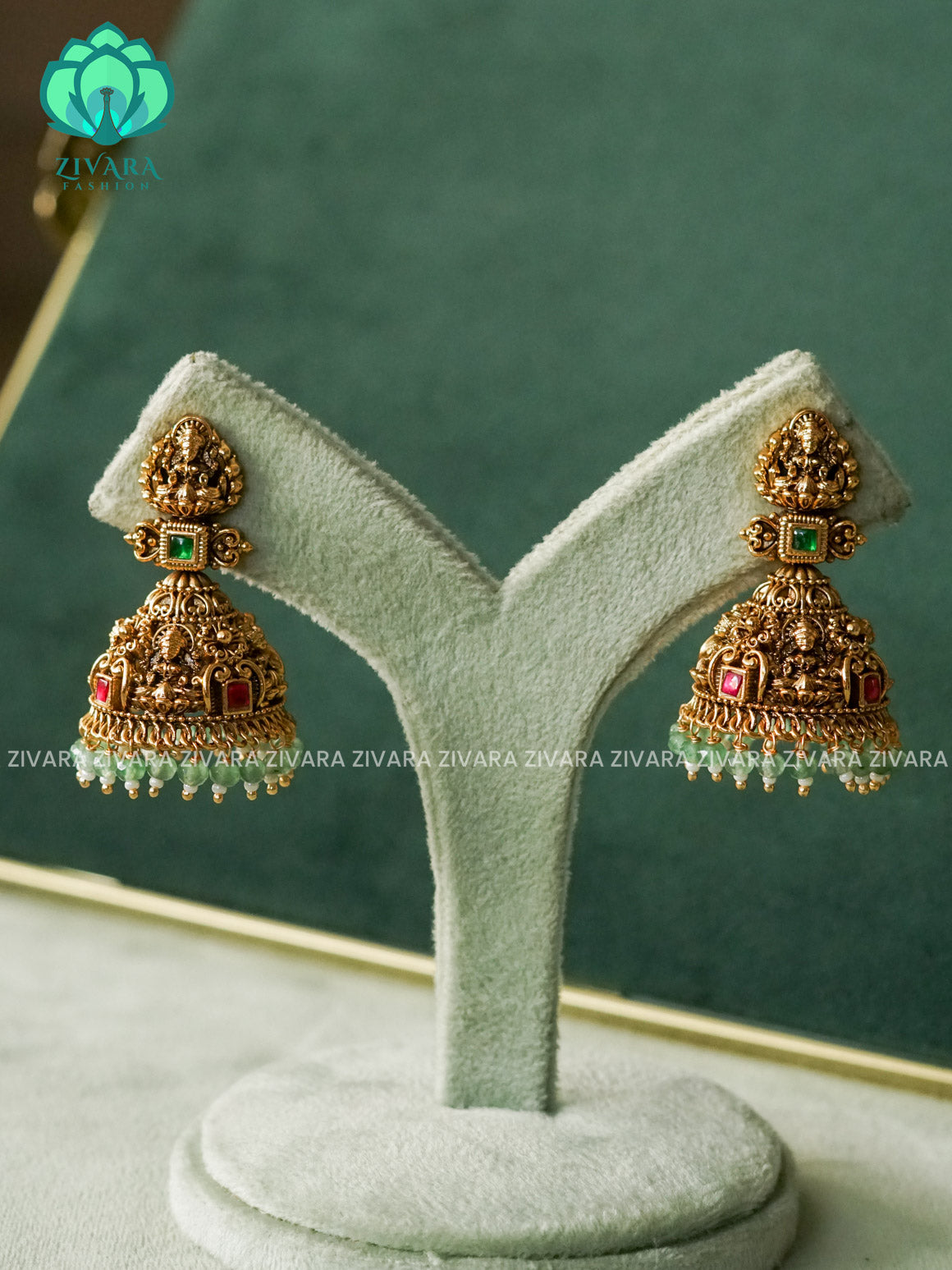DIYA- EXUBERANT JADAU JHUMKAS - TRADITIONAL PREMIUM MATTE  polish JHUMKA- latest jewellery collection- zivara fashion