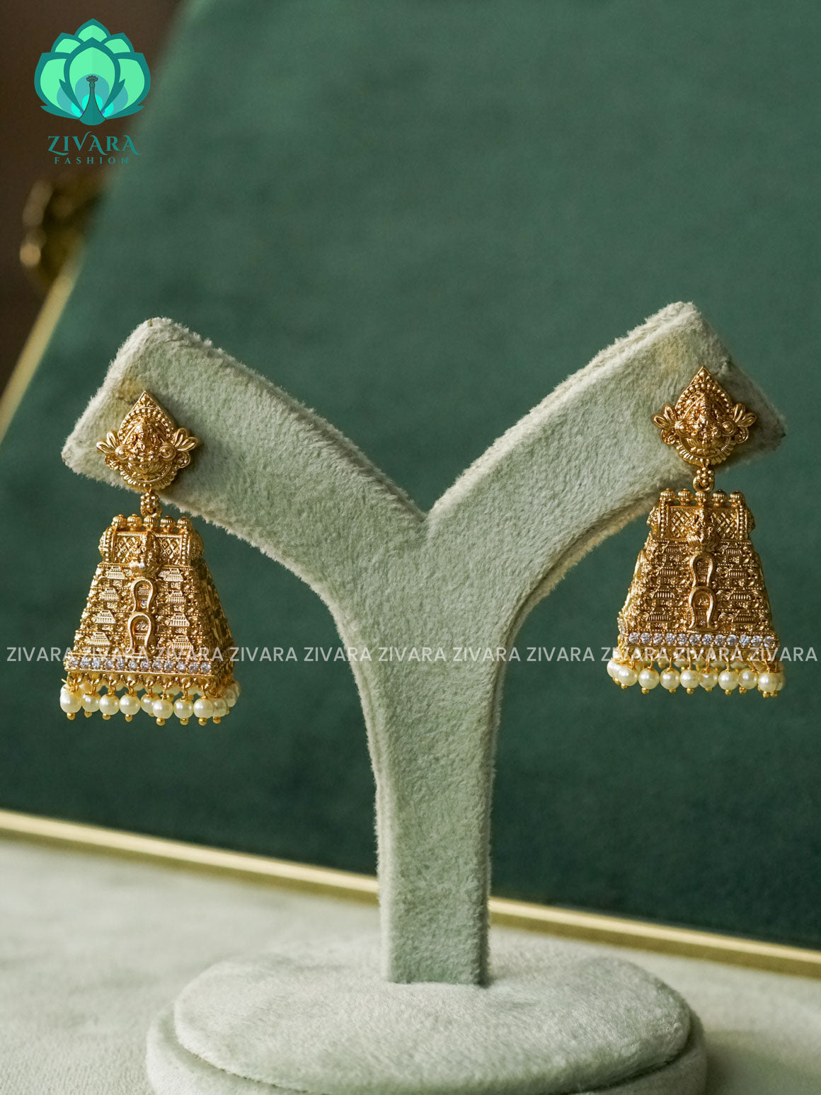 DIYA- GOPURAM JHUMKAS - TRADITIONAL PREMIUM MATTE  polish JHUMKA- latest jewellery collection- zivara fashion