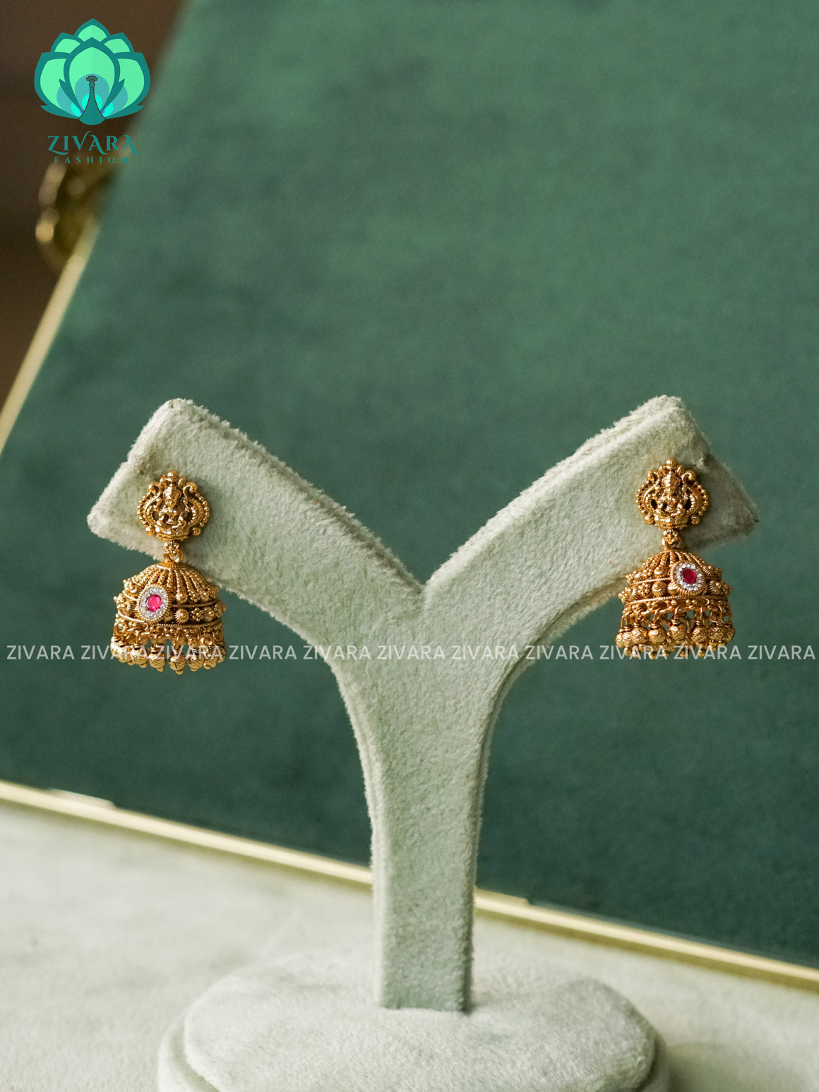JADAU SMALL JHUMKA WITH GOLD PEARLS  - TRADITIONAL PREMIUM MATTE  polish JHUMKA- latest jewellery collection- zivara fashion