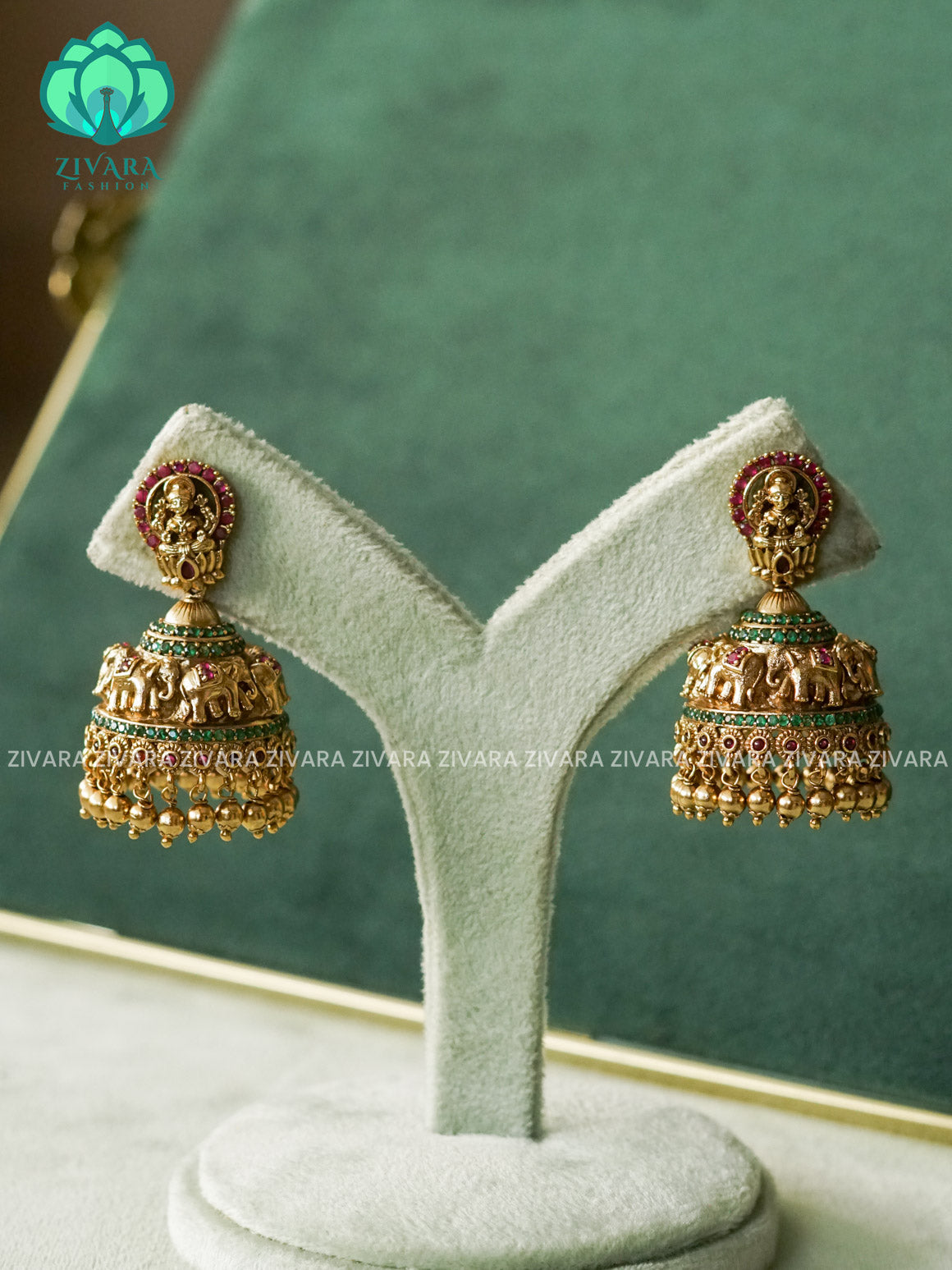 ELEPHANT HEAVY GOLD PEARL JHUMKAS - TRADITIONAL PREMIUM MATTE  polish JHUMKA- latest jewellery collection- zivara fashion
