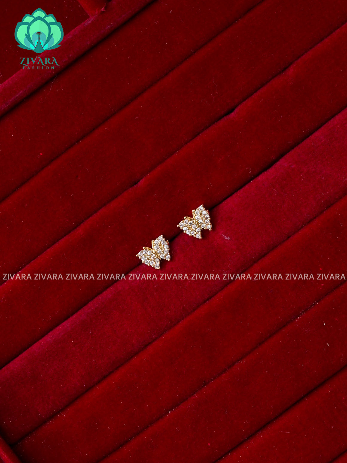 ZYRA-WHITE-BUTTERFLY-VERY SMALL SIZE MULTI USAGE SCREW TYPE STUDS  - latest jewellery collection- zivara fashion