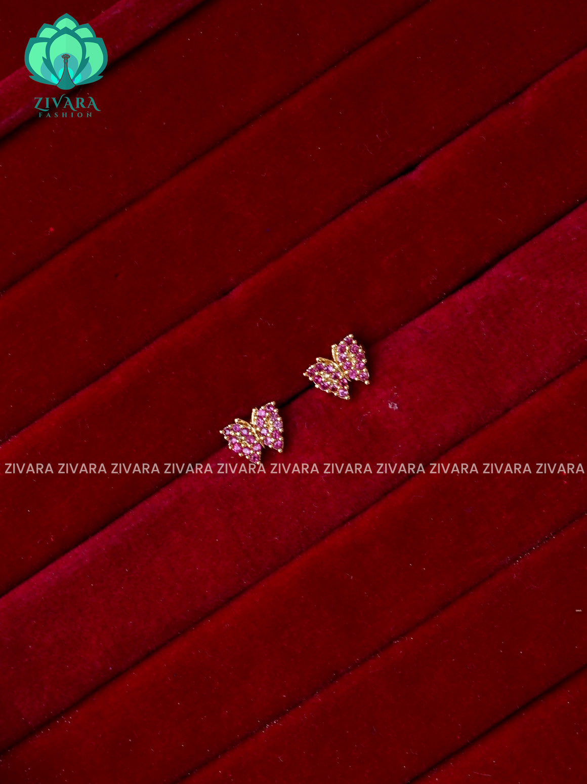 ZYRA-RUBY-BUTTERFLY-VERY SMALL SIZE MULTI USAGE SCREW TYPE STUDS  - latest jewellery collection- zivara fashion