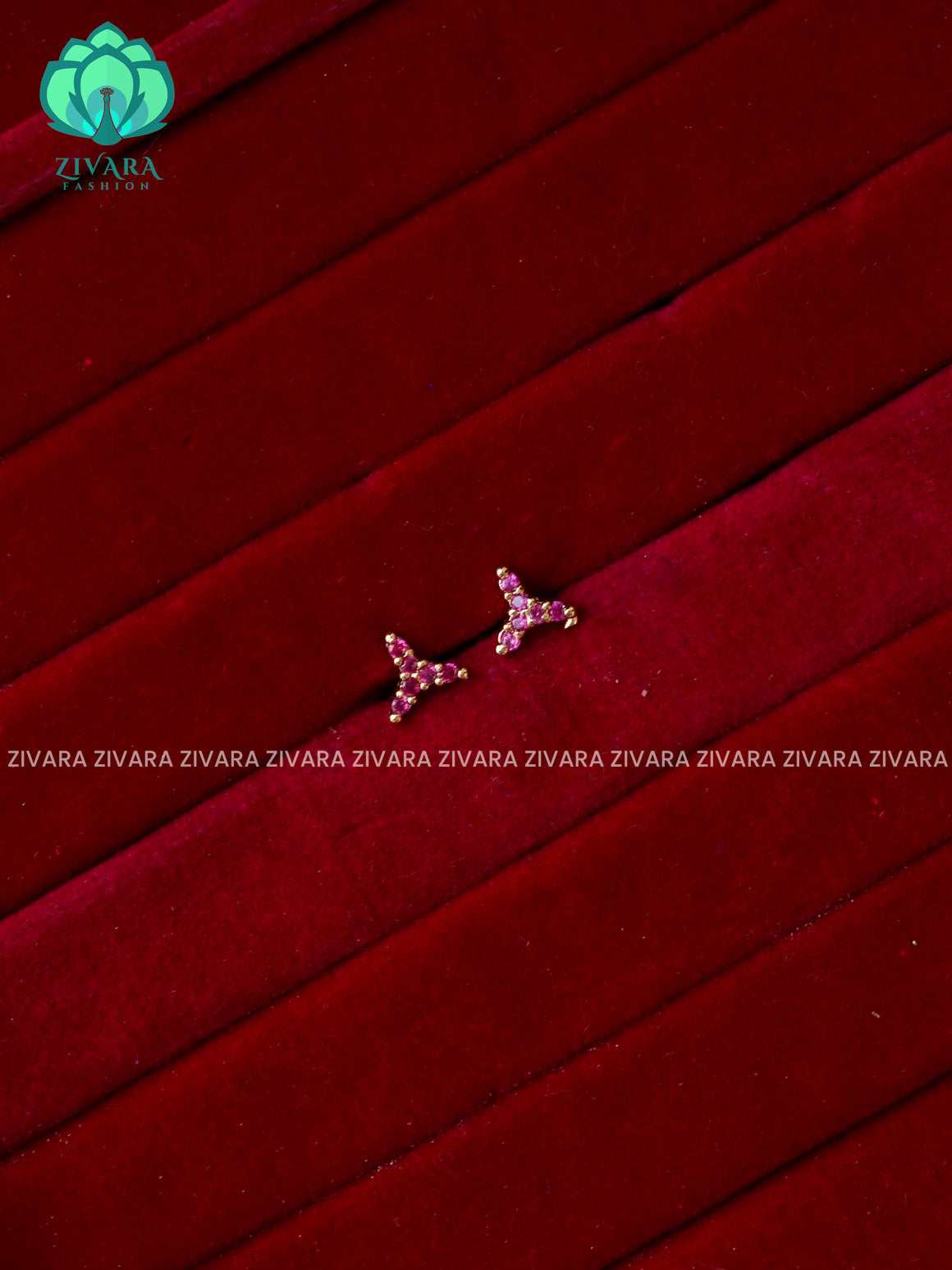 RUBY-TRIANGLE-VERY SMALL SIZE MULTI USAGE SCREW TYPE STUDS  - latest jewellery collection- zivara fashion
