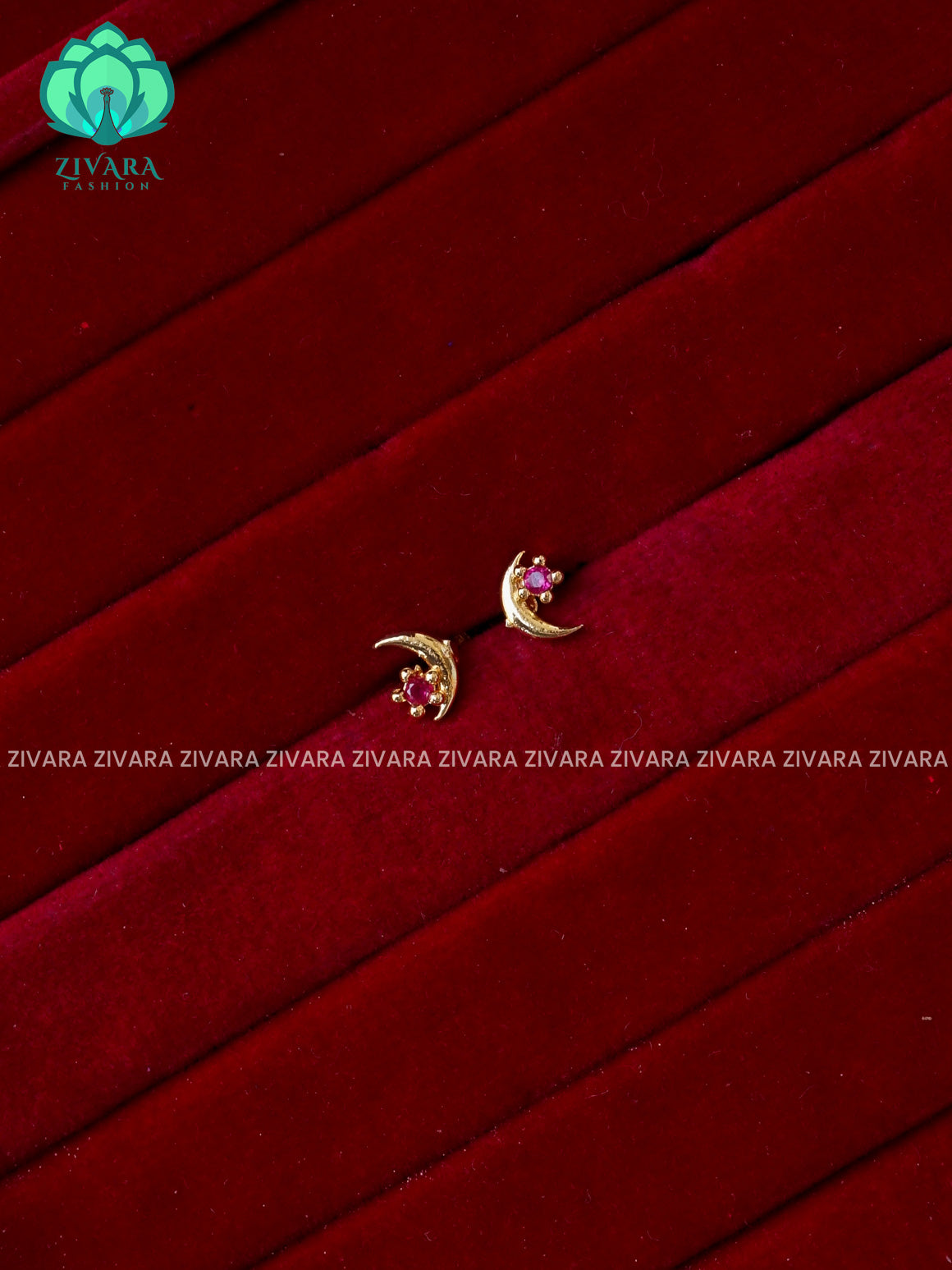 ZYRA-RUBY-MOON-VERY SMALL SIZE MULTI USAGE SCREW TYPE STUDS  - latest jewellery collection- zivara fashion