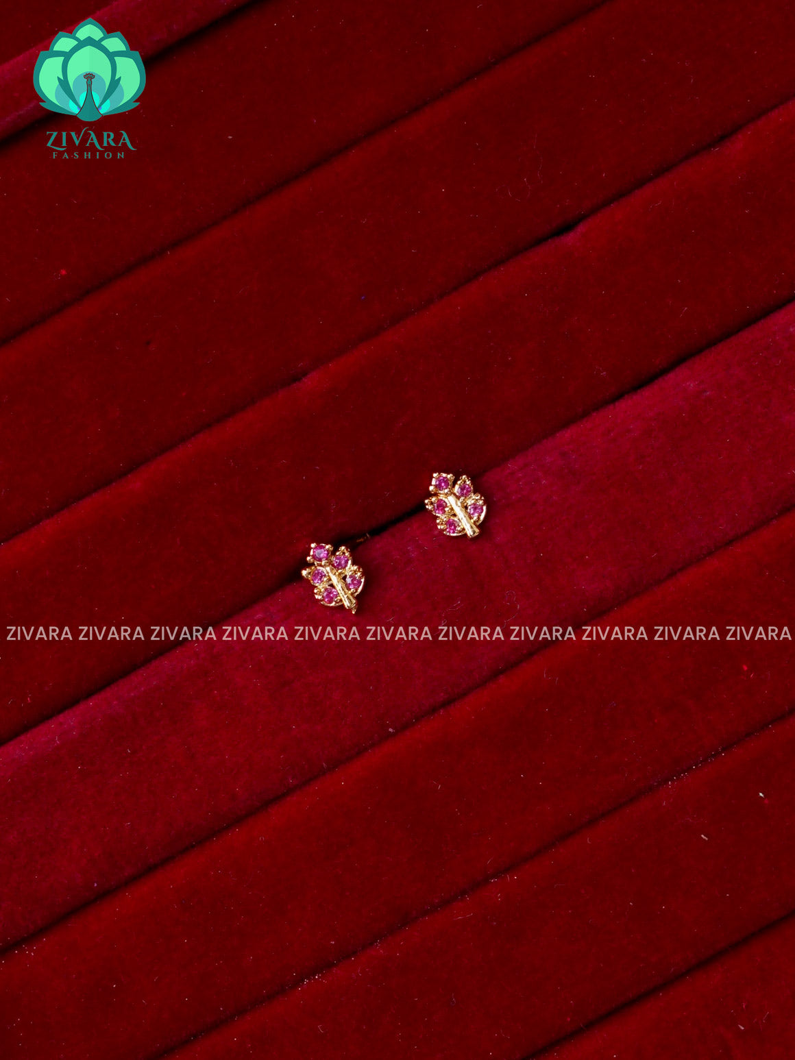 RUBY-LEAF-VERY SMALL SIZE MULTI USAGE SCREW TYPE STUDS  - latest jewellery collection- zivara fashion
