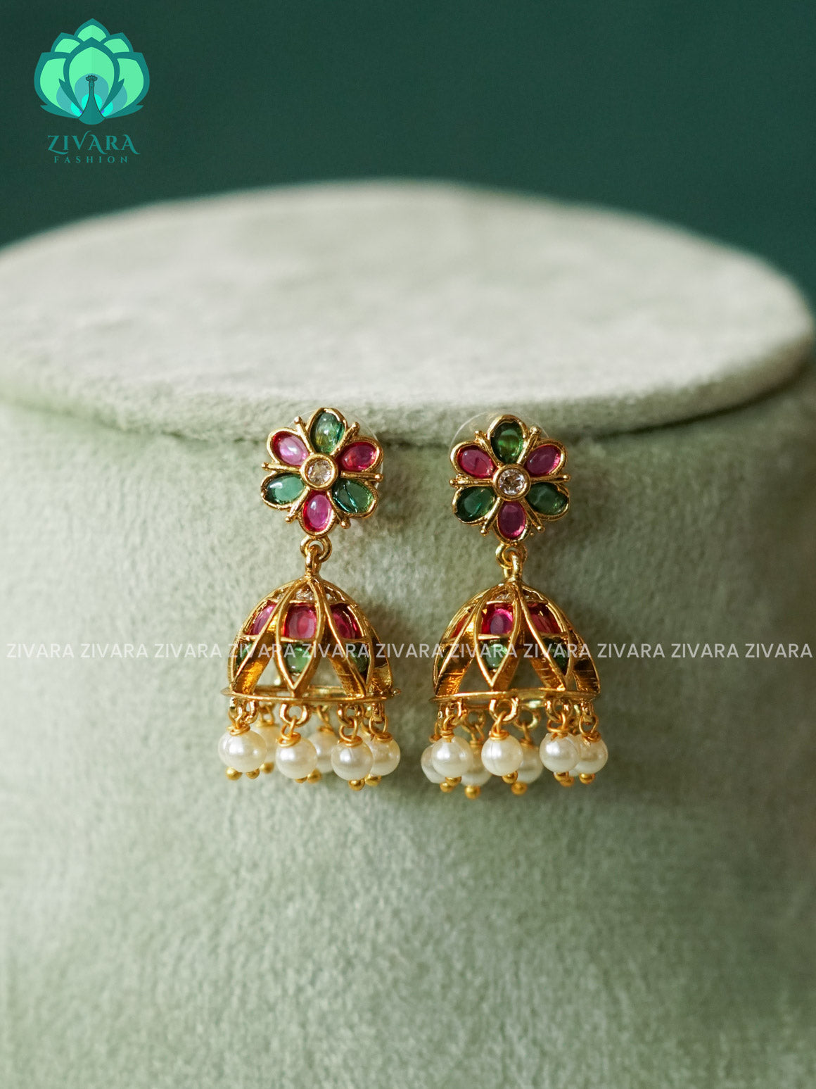 Hotselling small size kids friendly real kemp TRADITIONAL PREMIUM MATTE  polish JHUMKA- latest jewellery collection- zivara fashion