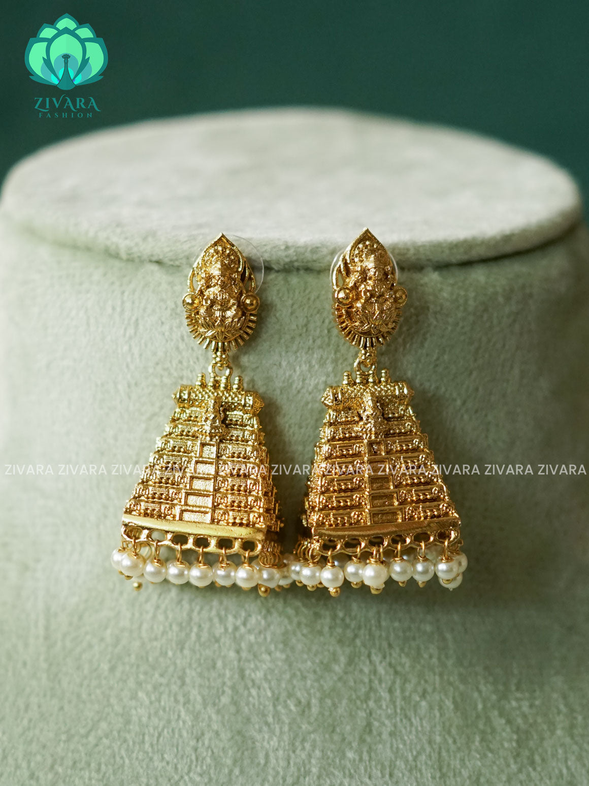 DIYA- GOPURAM JHUMKAS - TRADITIONAL PREMIUM MATTE  polish JHUMKA- latest jewellery collection- zivara fashion