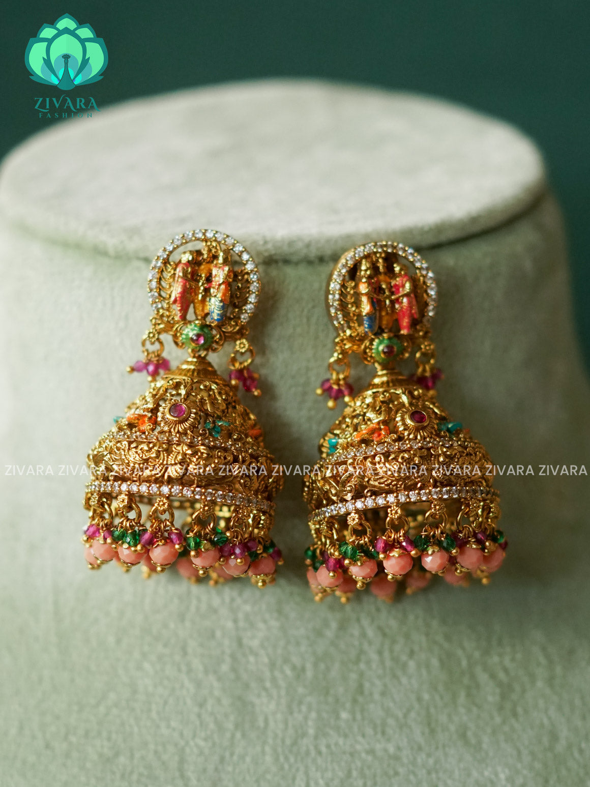 Madhurya handpainted RAM PARIVAR jhumkas-latest jewellery collection- zivara fashion