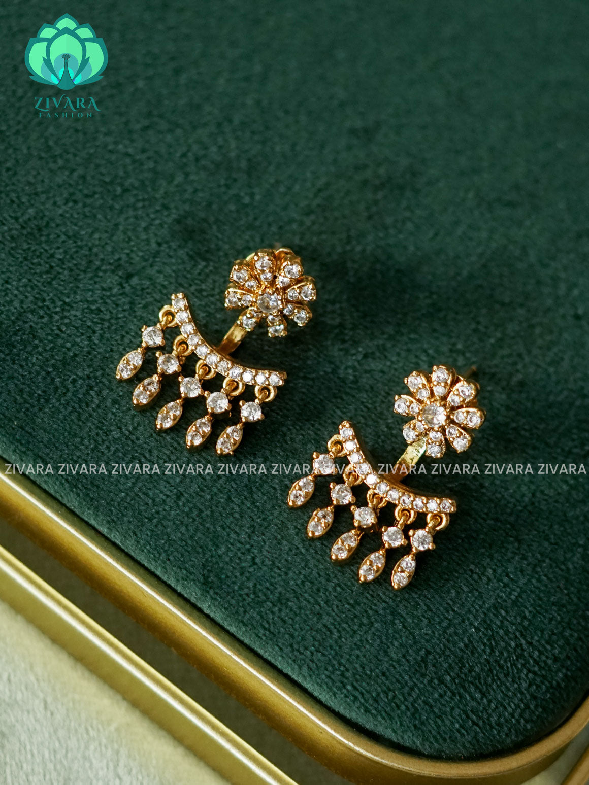 REMOVABLE STUD - GOLD polish finish hanging with studs- latest jewellery collection- zivara fashion