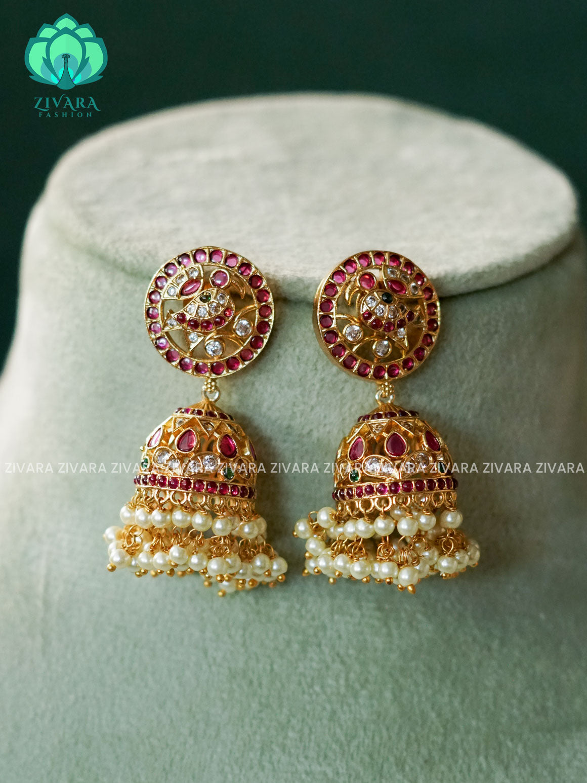 Ruby BIRD jhumkas - Bridal PREMIUM MATTE  polish JHUMKA- latest jewellery collection- zivara fashion