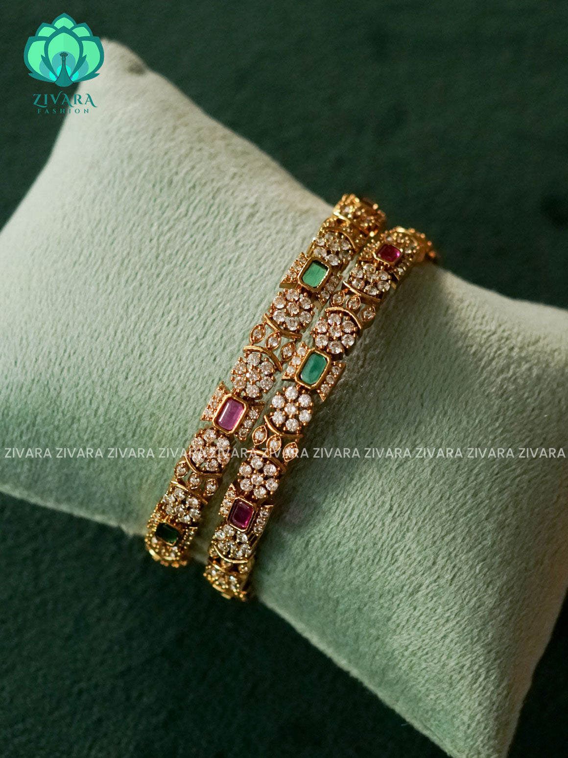 2 PIECE AD STONE BANGLES - latest bangles design - ZIVARA FASHION