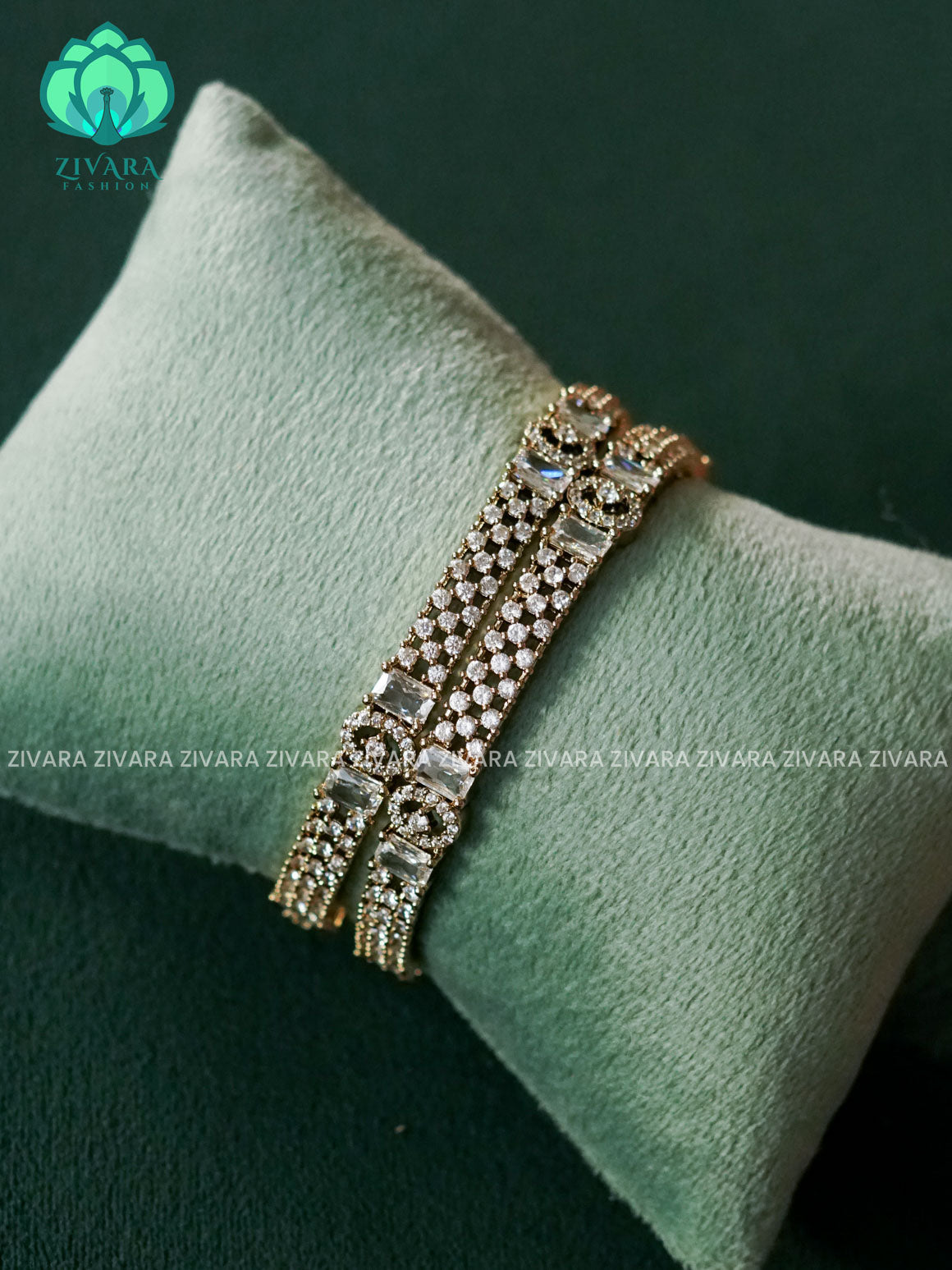 2 PIECE  WHIITE  AD STONE BANGLES - latest bangles design - ZIVARA FASHION