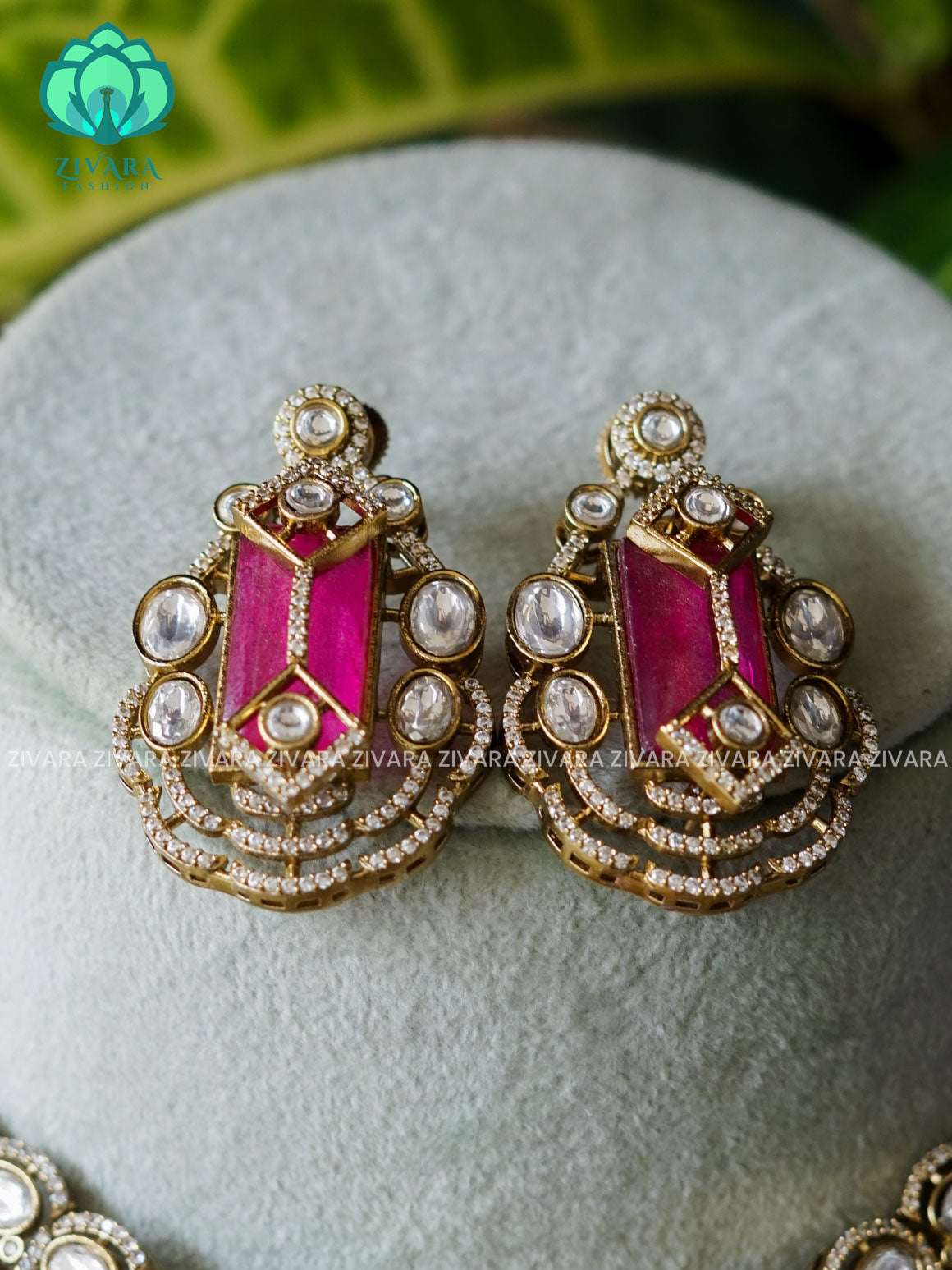 RUBY  BRIDAL MOZANITE CHOKER COLLECTION WITH EARRINGS- LATEST JEWELLERY COLLECTION
