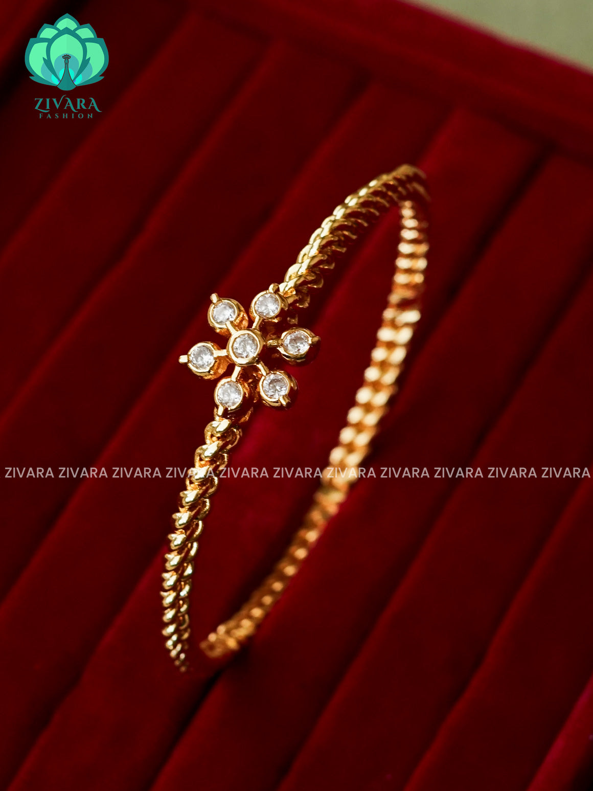 2 piece  white stone motif micro gold polish  bangles  - Premium quality daily use bangles - Zivara fashion