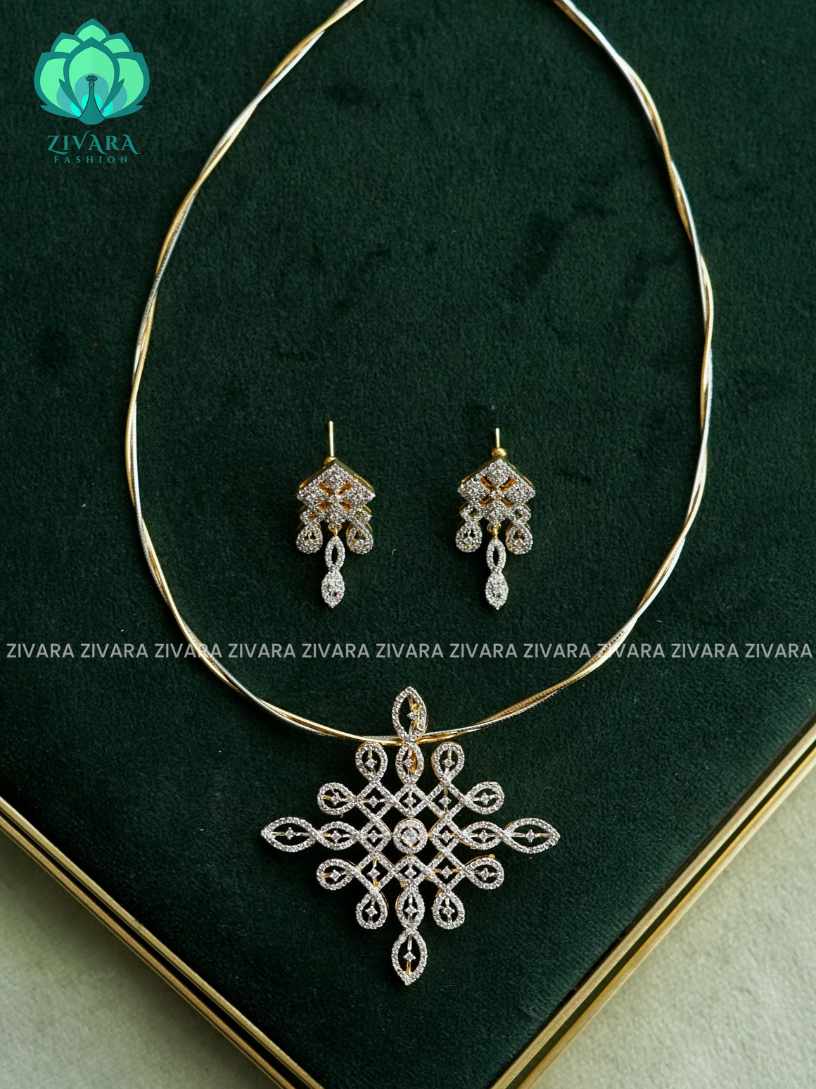 KOLAM PREMIUM HASLI  - Traditional PREMIUM MATTE polish neckwear With earrings- Zivara Fashion
