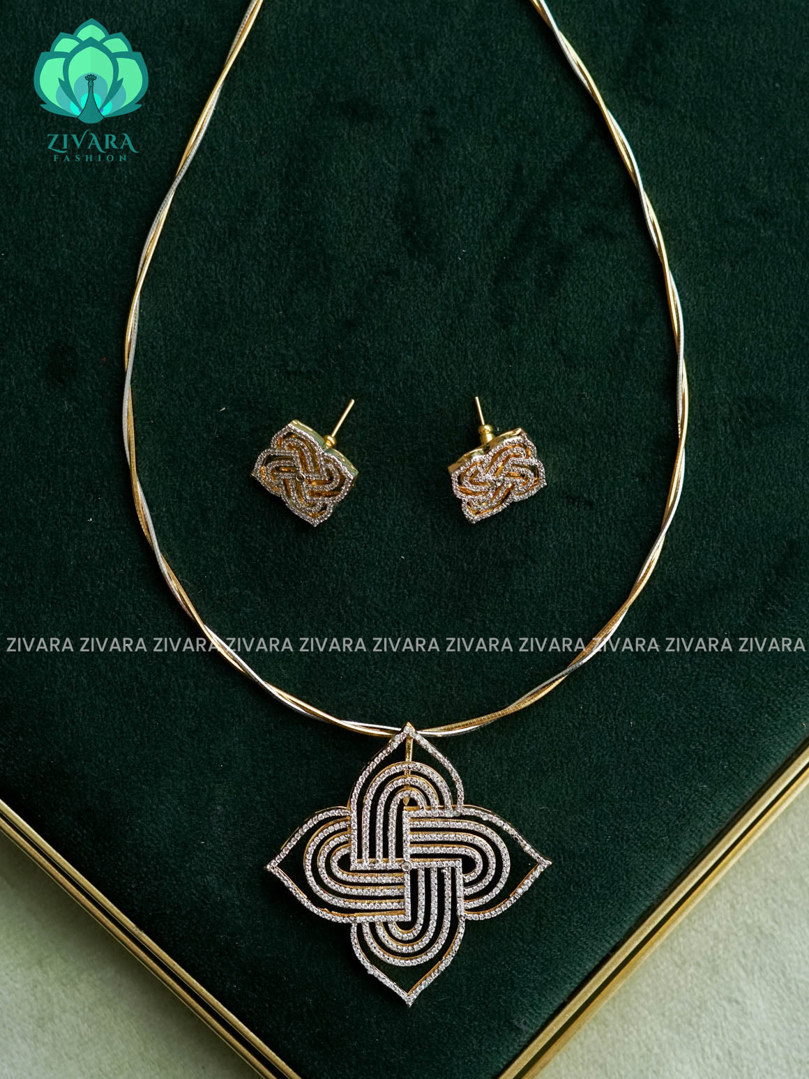KOLAM PREMIUM HASLI  - Traditional PREMIUM MATTE polish neckwear With earrings- Zivara Fashion