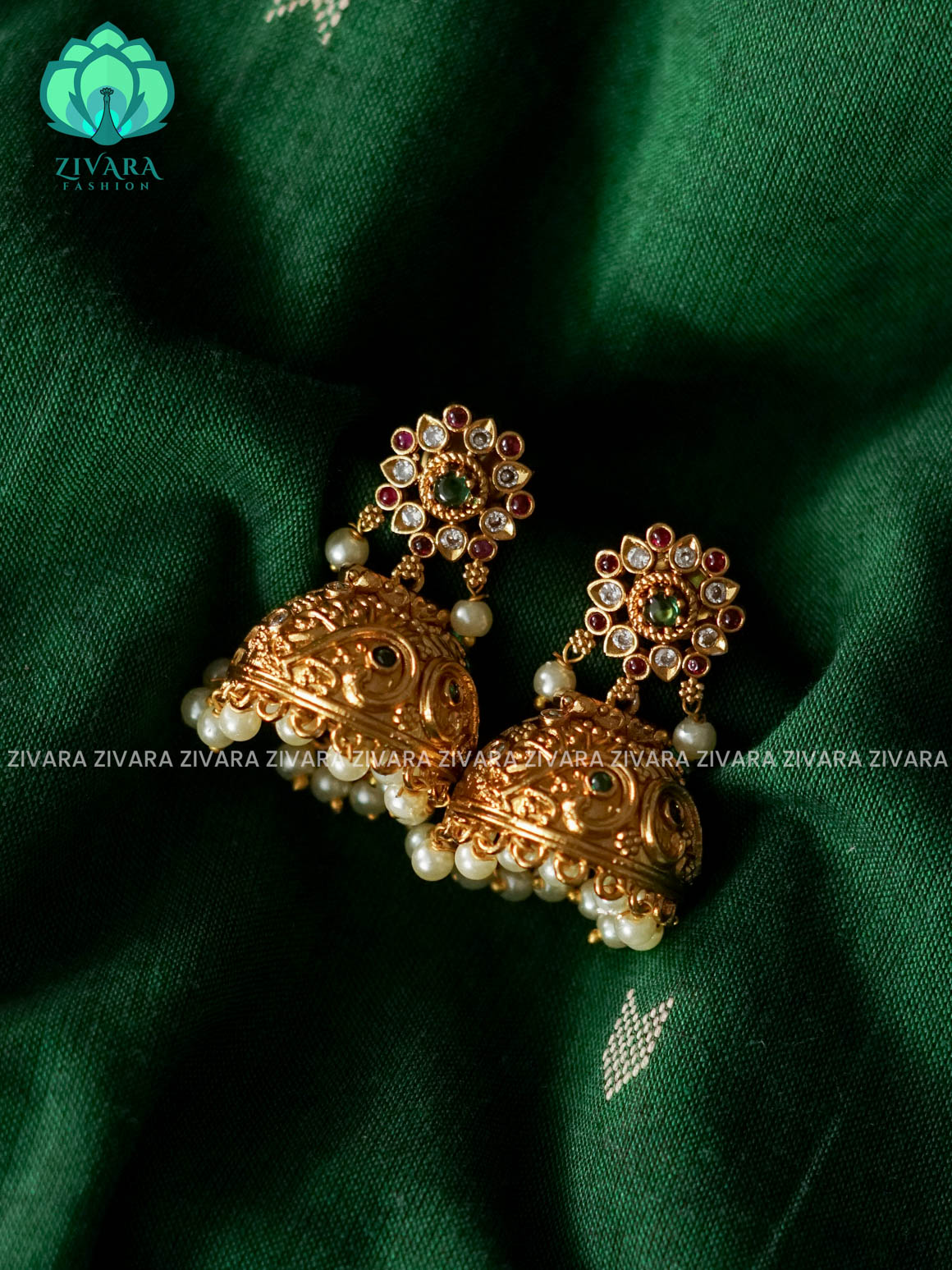 MOTIF FREE  JHUMKA - TRADITIONAL PREMIUM MATTE  polish JHUMKA- latest jewellery collection- zivara fashion