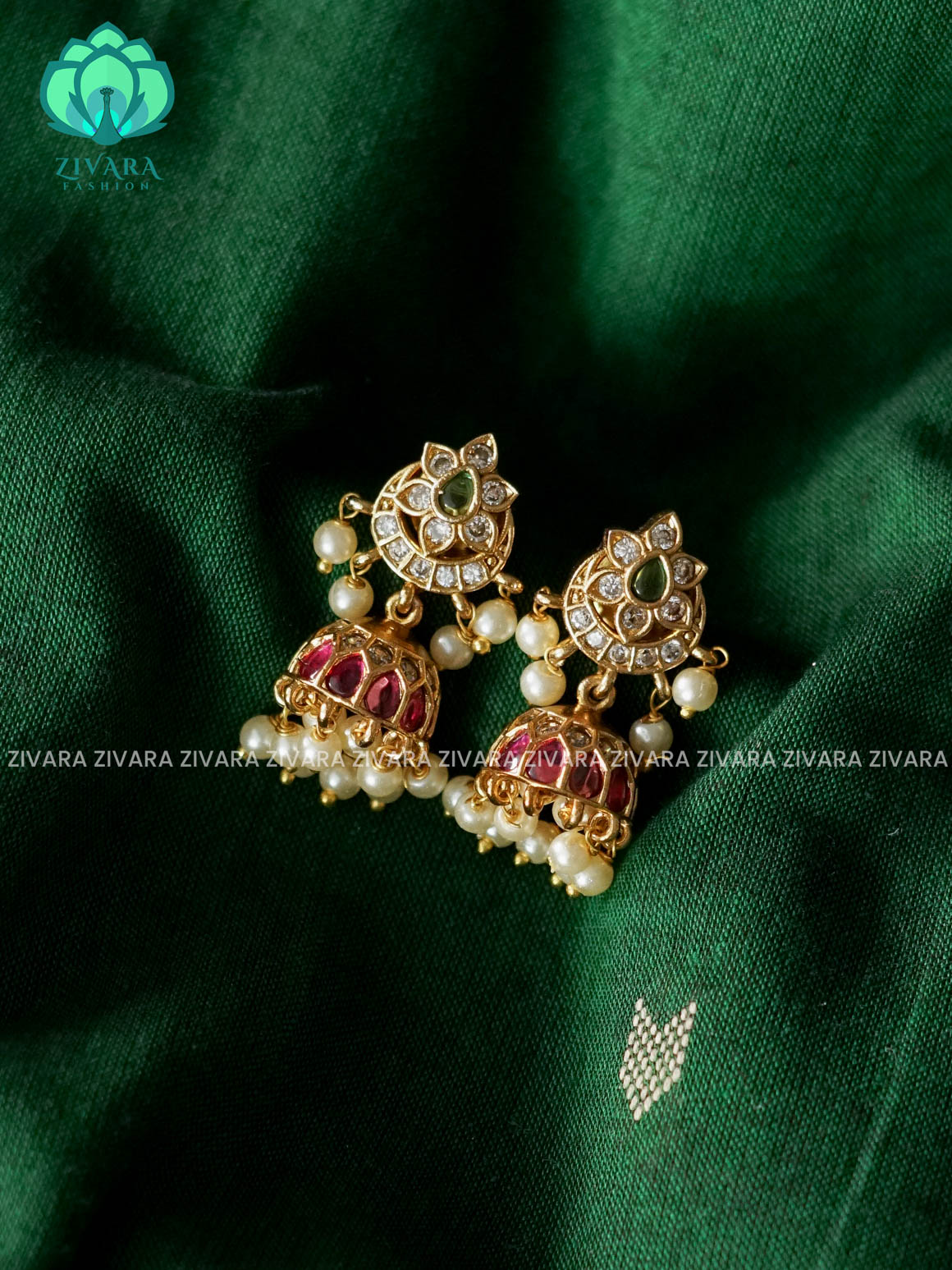 Hotselling small size kids friendly REAL KEMP MOON  TRADITIONAL PREMIUM MATTE  polish JHUMKA- latest jewellery collection- zivara fashion