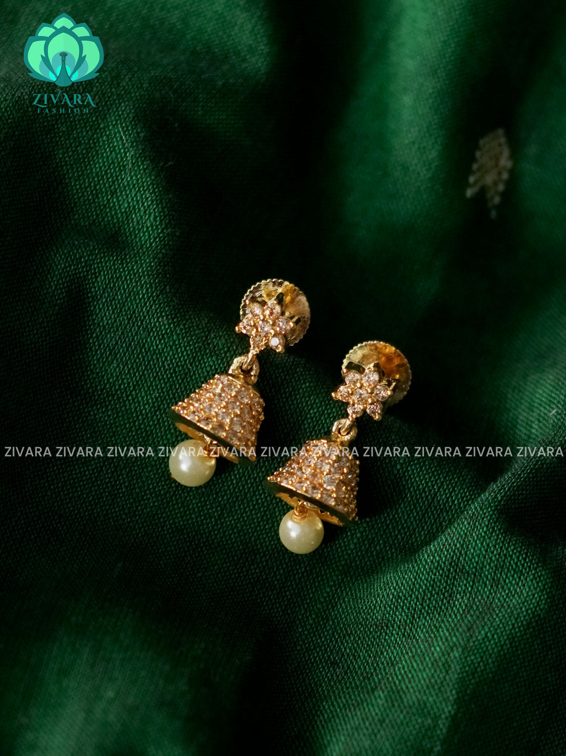 White Stone -Hotselling small size kids friendly REAL KEMP TRADITIONAL PREMIUM JHUMKA- latest jewellery collection- zivara fashion