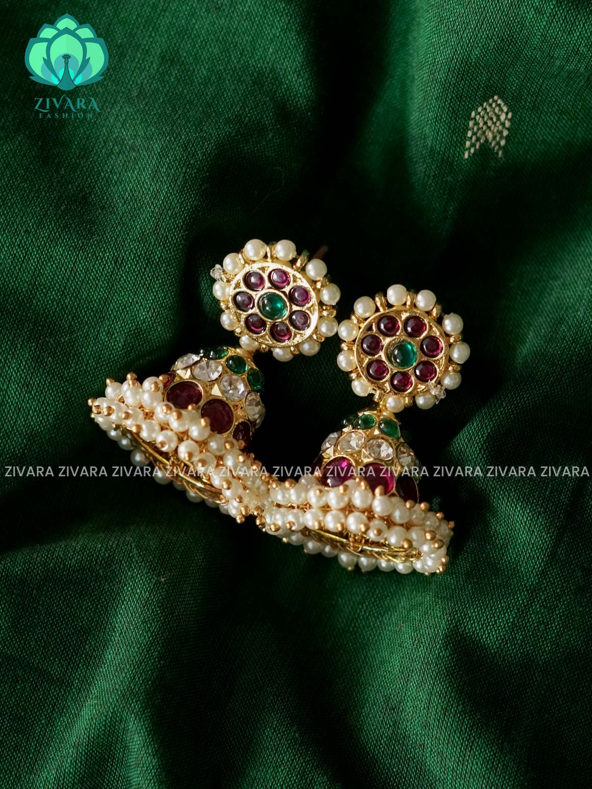 MATHANGI- JHUMKA- REAL KEMP BHARATHANATYAM DANCE PREMIUM JEWELLERY