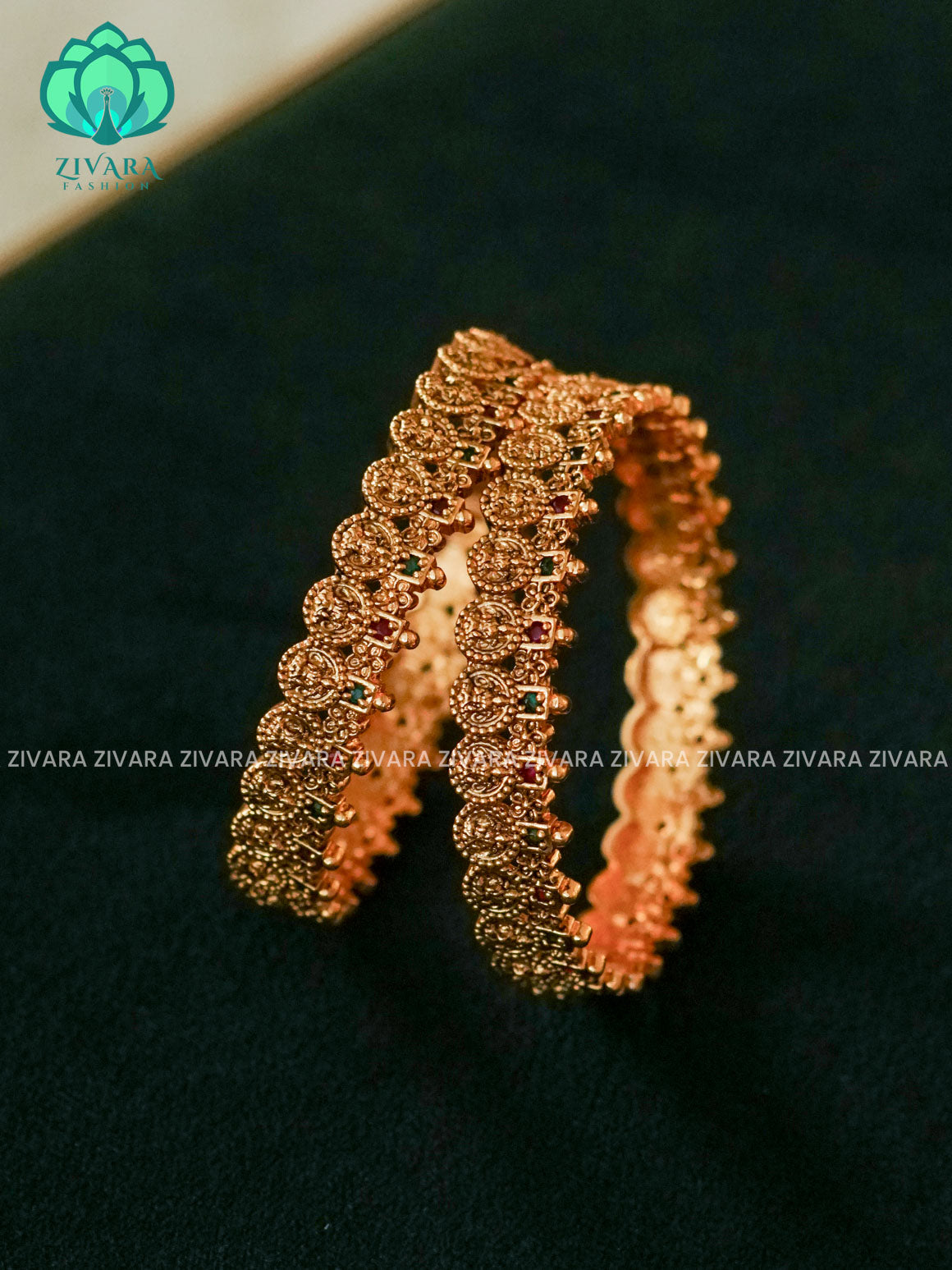 2 piece Temple Coin bangles - Vintage finish - latest bangles design