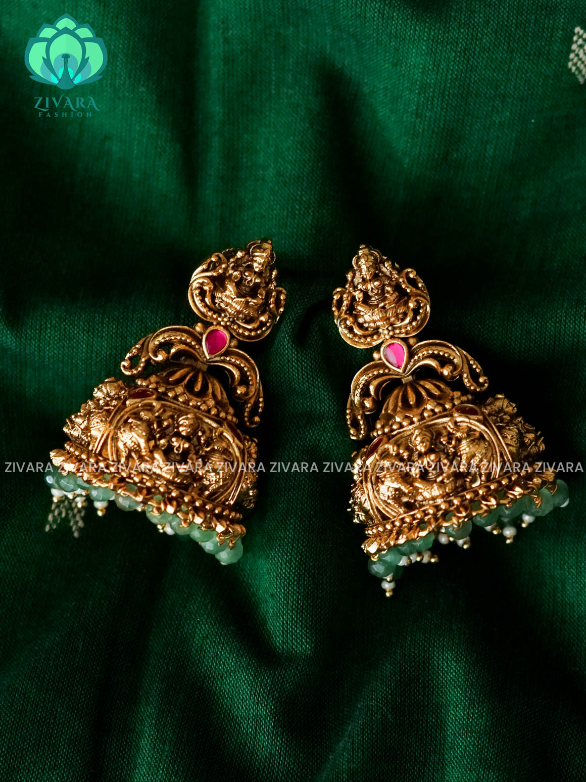 DIYA- EXUBERANT JADAU JHUMKAS - TRADITIONAL PREMIUM MATTE  polish JHUMKA- latest jewellery collection- zivara fashion