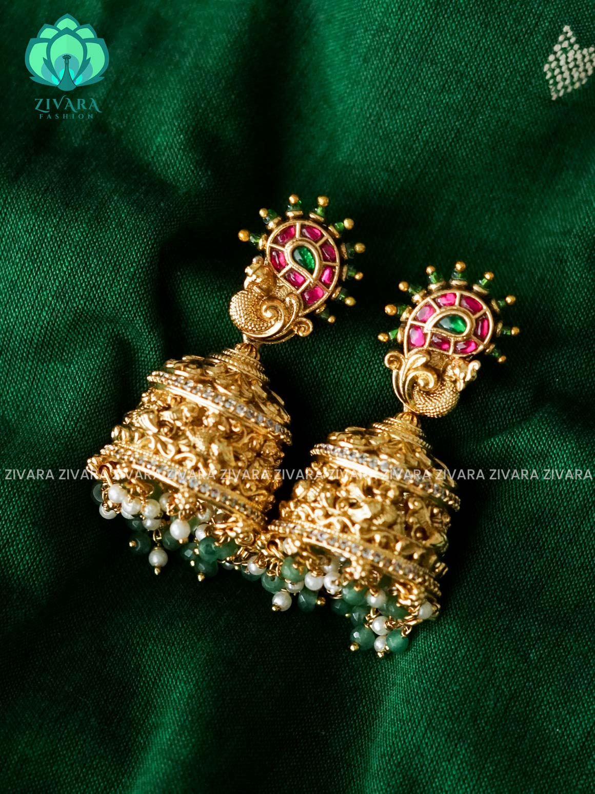 DIYA- EXUBERANT JADAU JHUMKAS - TRADITIONAL PREMIUM MATTE  polish JHUMKA- latest jewellery collection- zivara fashion