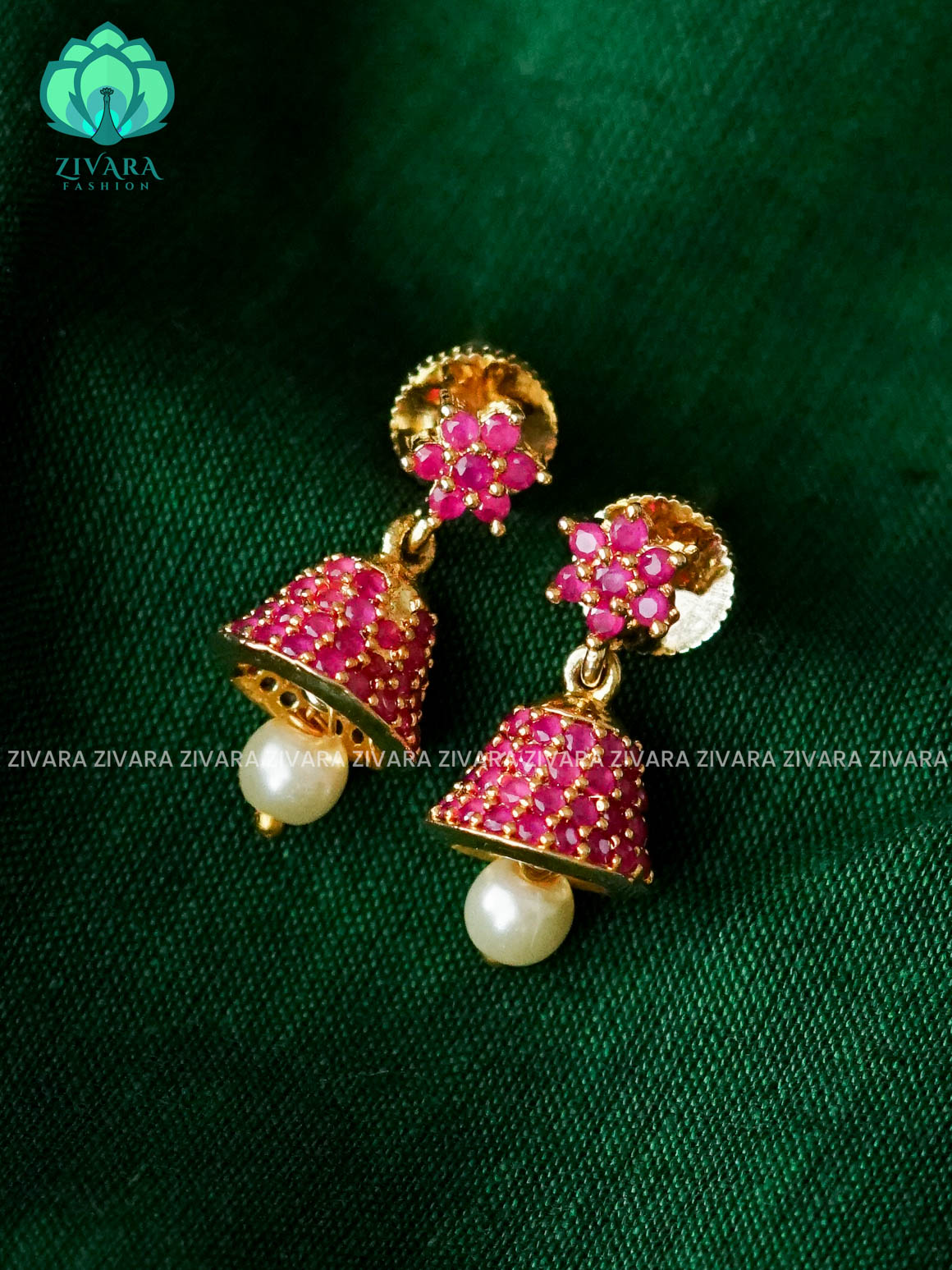 RUBY Stone -Hotselling small size kids friendly REAL KEMP TRADITIONAL PREMIUM JHUMKA- latest jewellery collection- zivara fashion