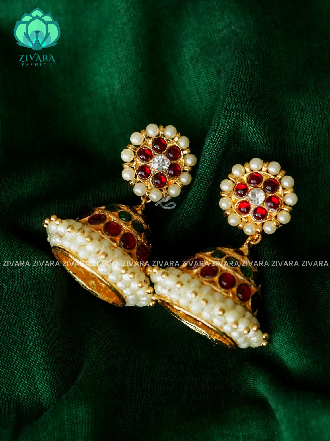 RED AND GREEN - HANDMADE JHUMKAS - latest kemp dance jewellery collection - ZIVARA FASHION