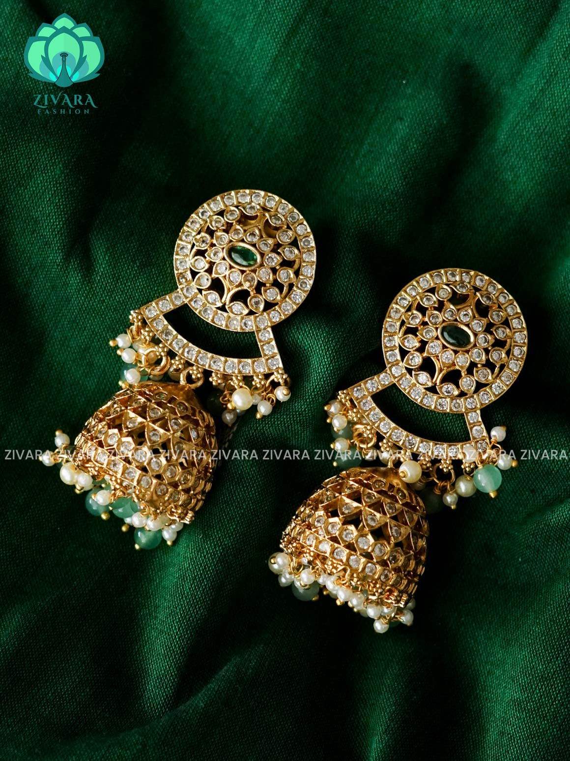 TEMPLE Vintage TRADITIONAL PREMIUM MATTE  polish JHUMKA- latest jewellery collection- zivara fashion