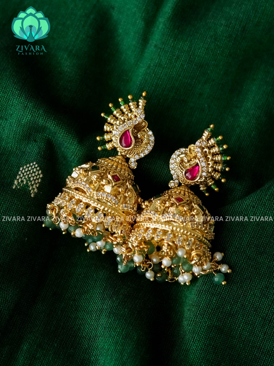 DIYA- EXUBERANT JADAU JHUMKAS - TRADITIONAL PREMIUM MATTE  polish JHUMKA- latest jewellery collection- zivara fashion
