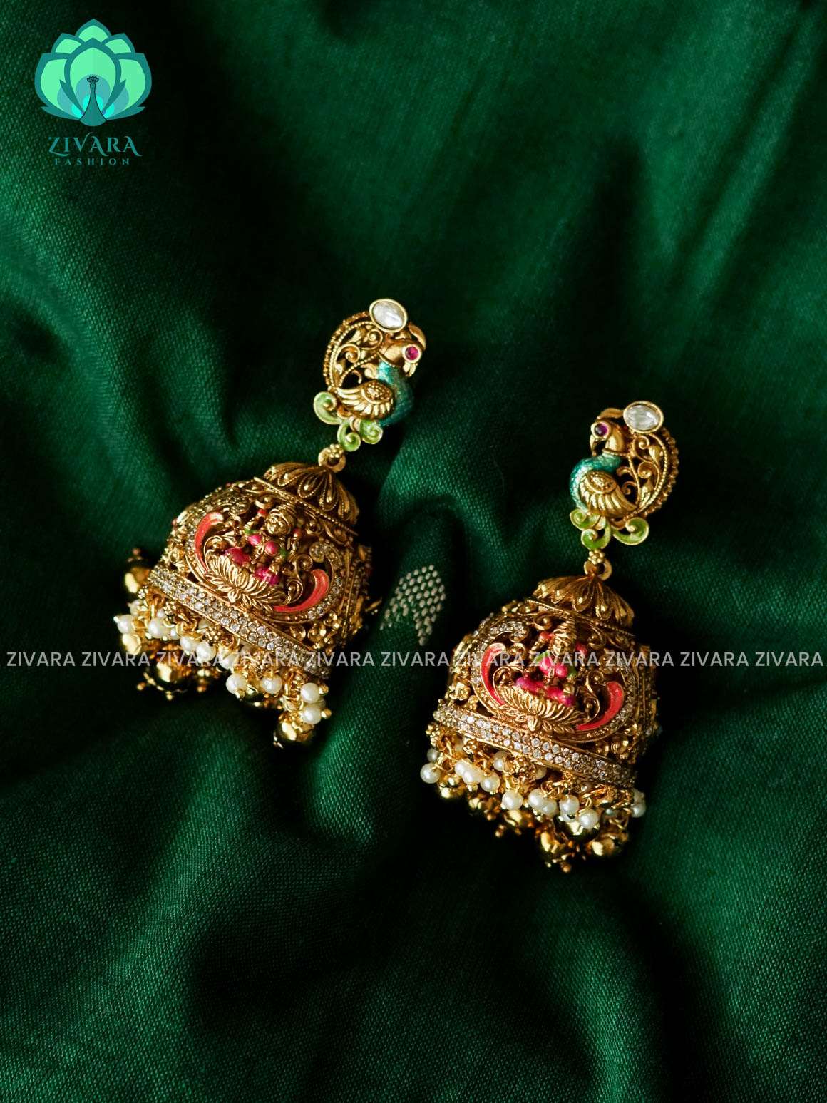Madhurya handpainted jhumkas - TEMPLE - latest jewellery collection- zivara fashion