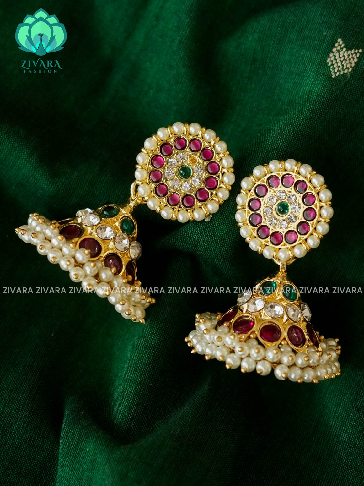 MATHANGI- JHUMKA- REAL KEMP BHARATHANATYAM DANCE PREMIUM JEWELLERY