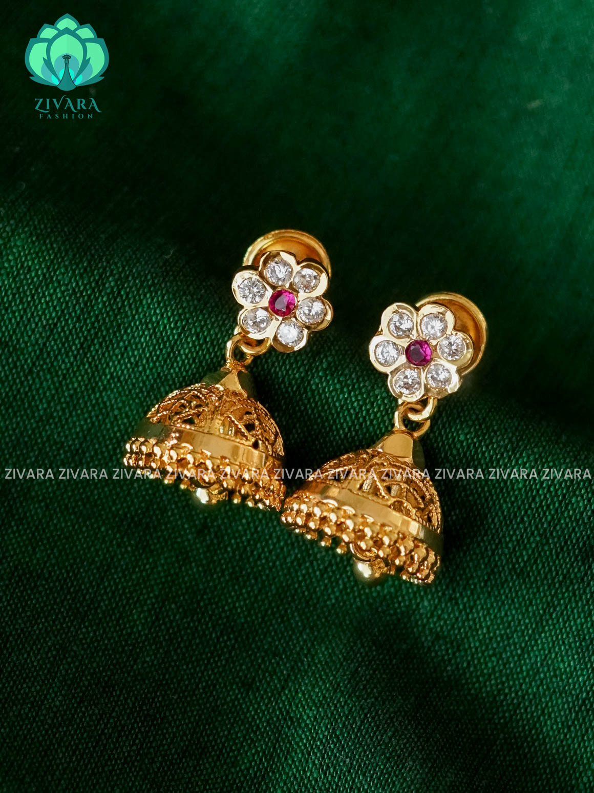 AMBIGAI - WHITE STONE KIDS FRIENDLY IMPON JHUMKAS - Zivara Fashion- latest jewellery design