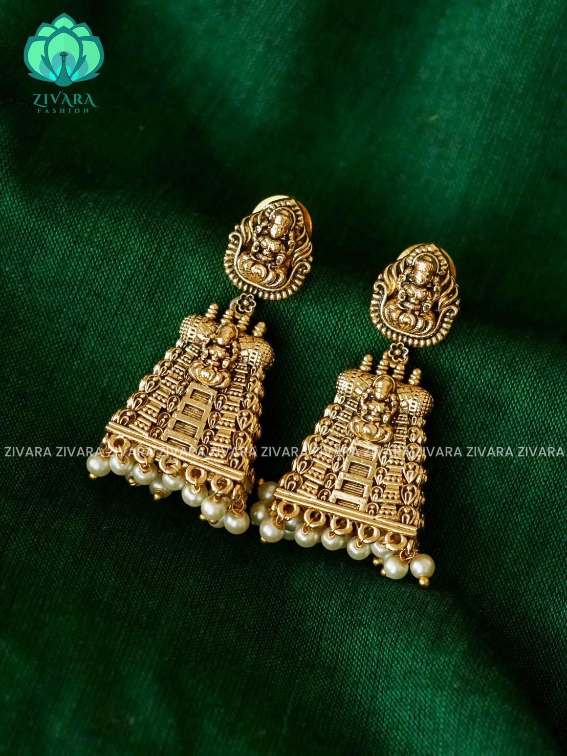 DIYA- SMALL SIZE GOPURAM JHUMKAS - TRADITIONAL PREMIUM MATTE  polish JHUMKA- latest jewellery collection- zivara fashion