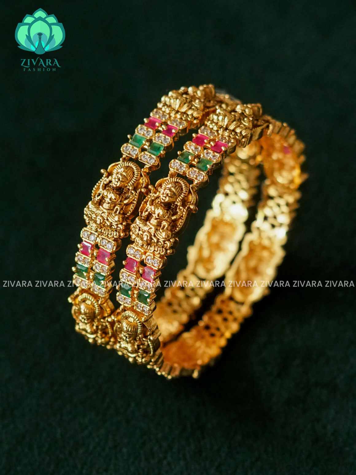2 piece TEMPLE premium matte finish bangles - latest jewellery collection - ZIVARA FASHION