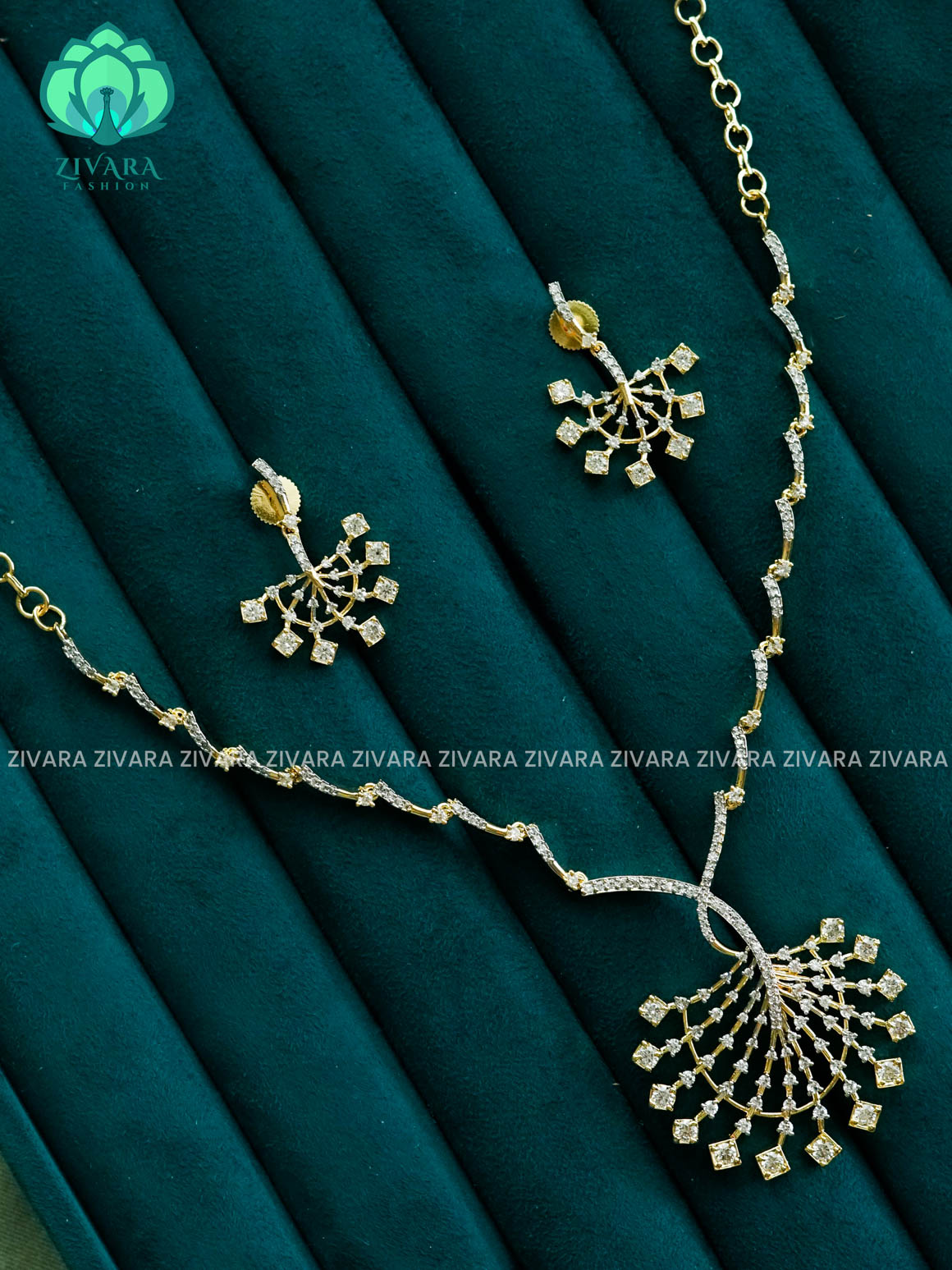 Diana Necklace   - PREMIUM rhodium polish neckwear With earrings- Zivara Fashion