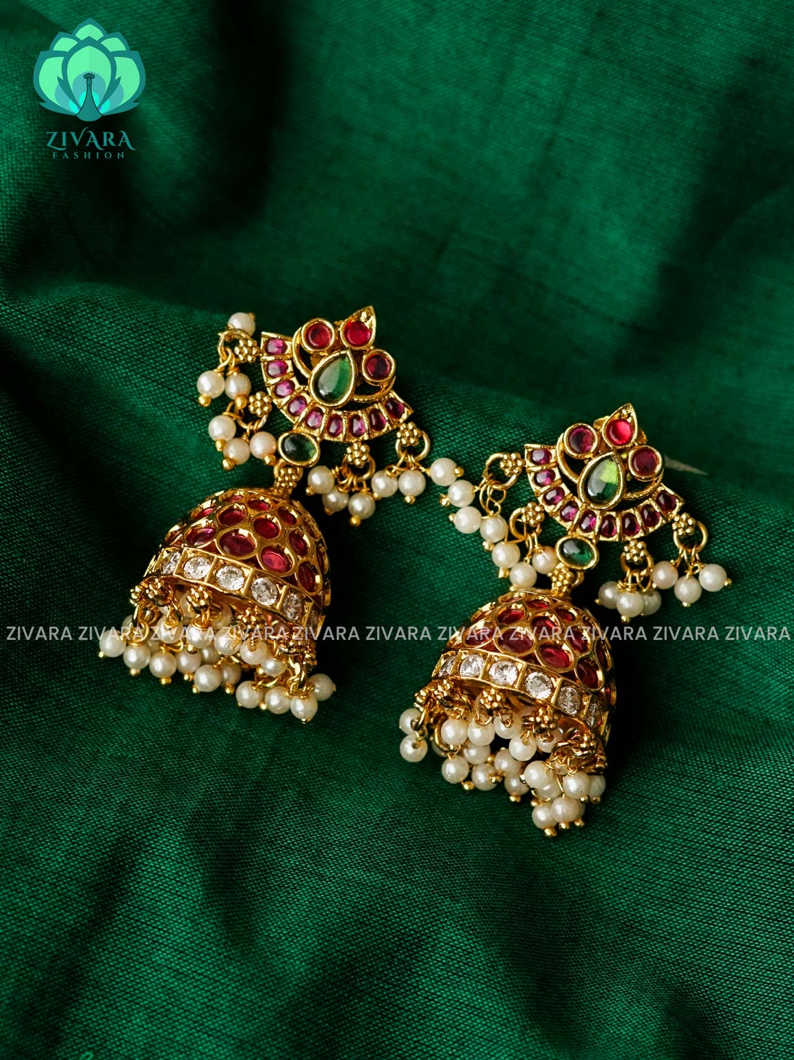 REAL KEMP JHUMKA - TRADITIONAL PREMIUM MATTE  polish JHUMKA- latest jewellery collection- zivara fashion