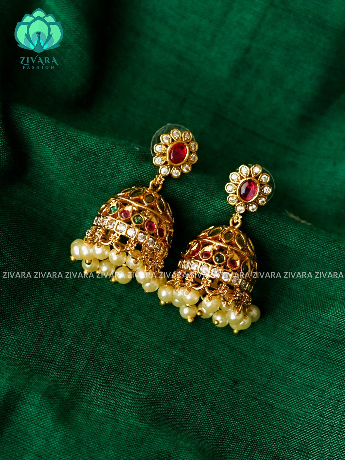 DIYA -  FLOWER medium size JHUMKA - TRADITIONAL PREMIUM MATTE  polish JHUMKA- latest jewellery collection- zivara fashion