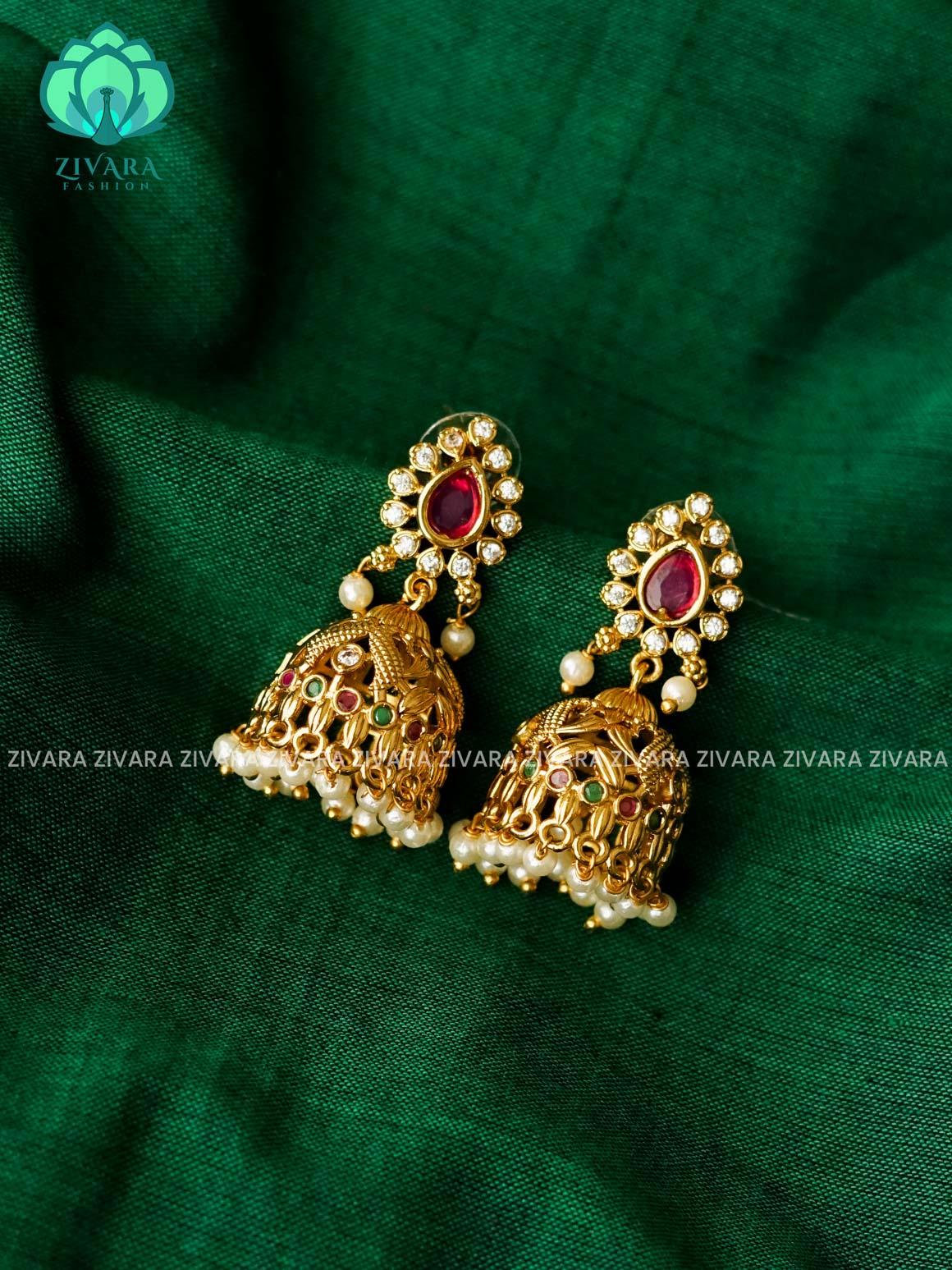 DIYA -  MOTIF FREE JHUMKA - TRADITIONAL PREMIUM MATTE  polish JHUMKA- latest jewellery collection- zivara fashion