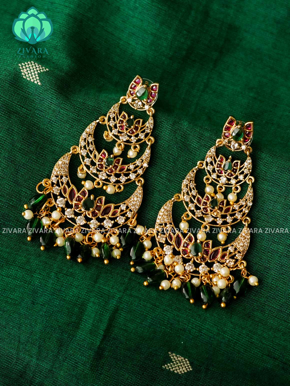 DIYA - LOTUS BALI WITH HANGINGS - PREMIUM MATTE polish BALI- latest jewellery collection- zivara fashion