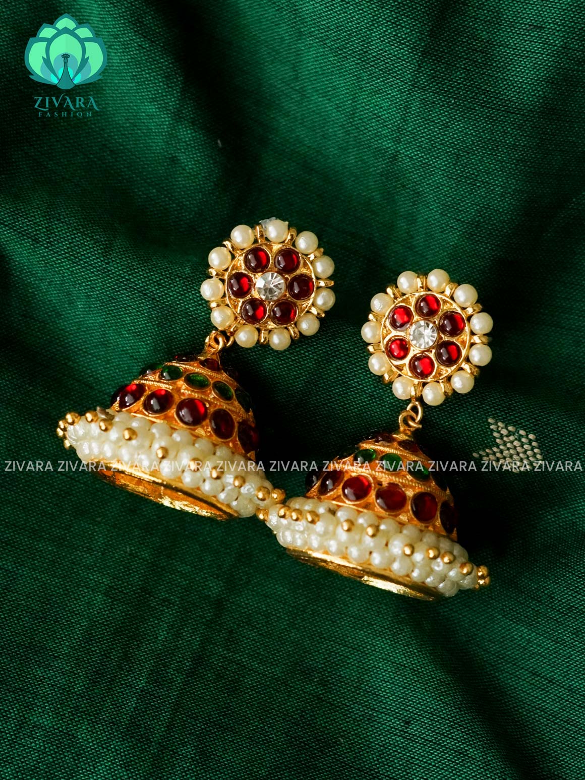 RED AND GREEN  -TRADITIONAL KEMP  PROMINENT JHUMKA - latest kemp dance jewellery collection